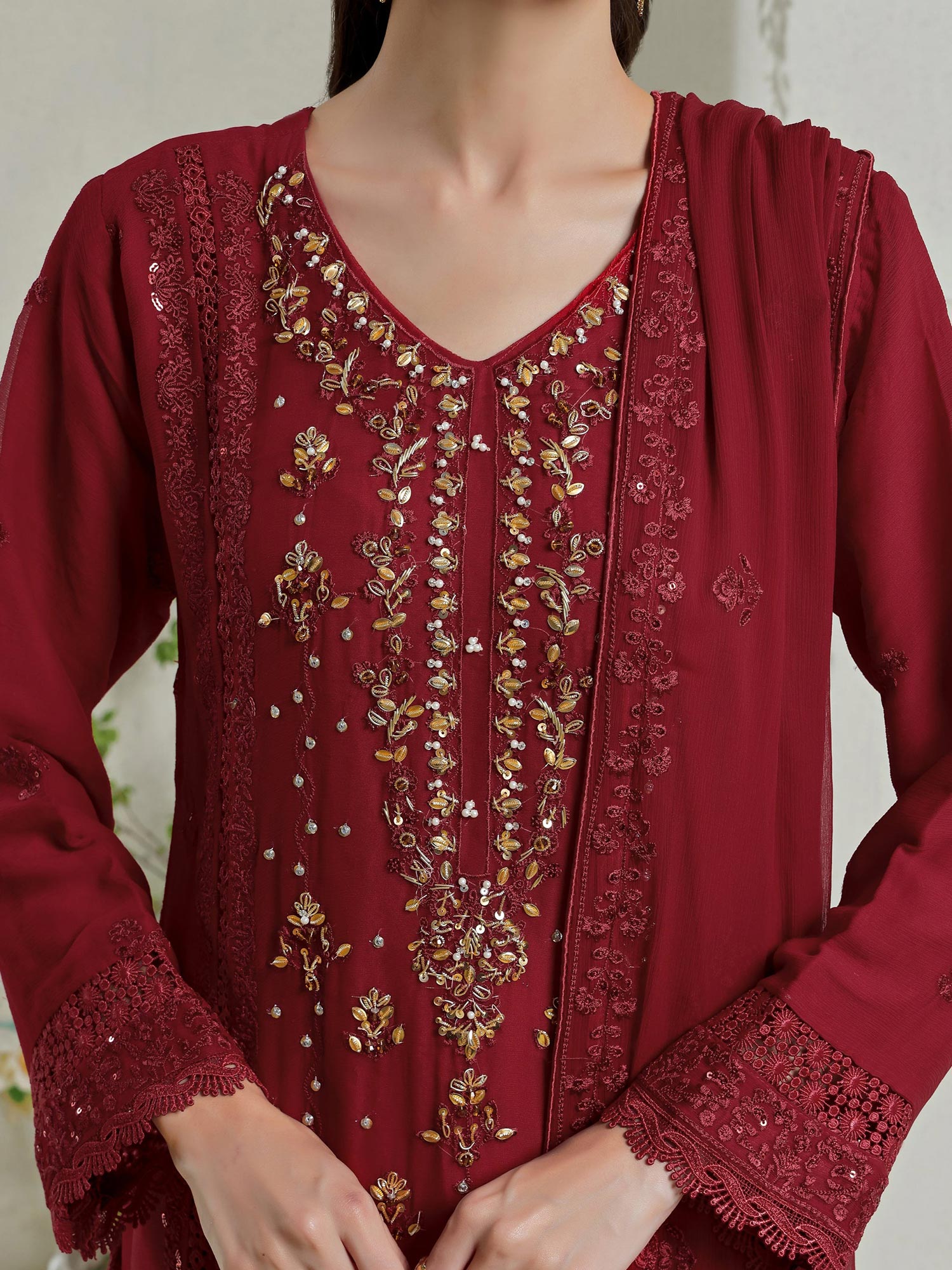 Wardah Uzair "Festive Soiree" Lux Embroidered Chiffon Suit - Vogue