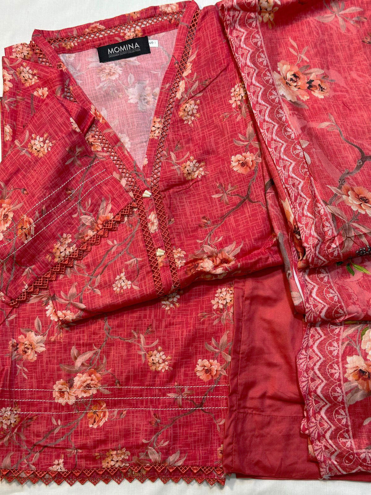 Coral Pink Casual Winter Linen 3-Piece Suit