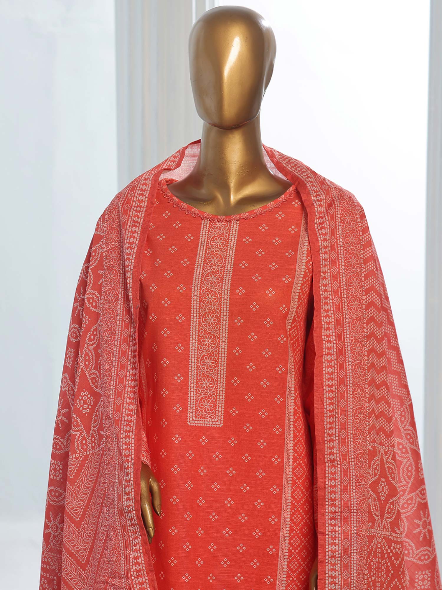 Bin Saeed Winter Khaddar 3-Piece Suit - Coral Pink