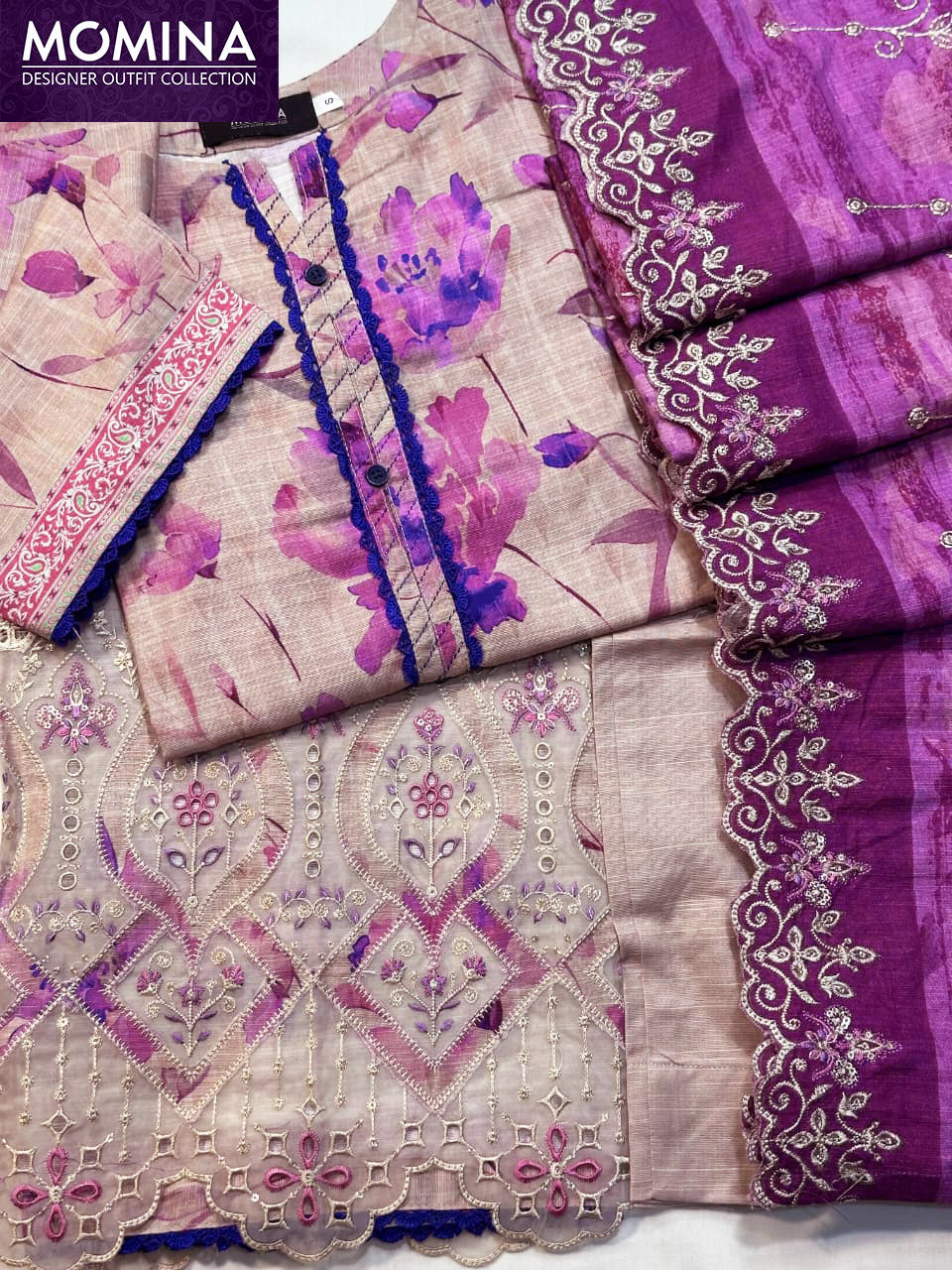 Magenta Embroidered Winter Khaddar 3-Piece Suit