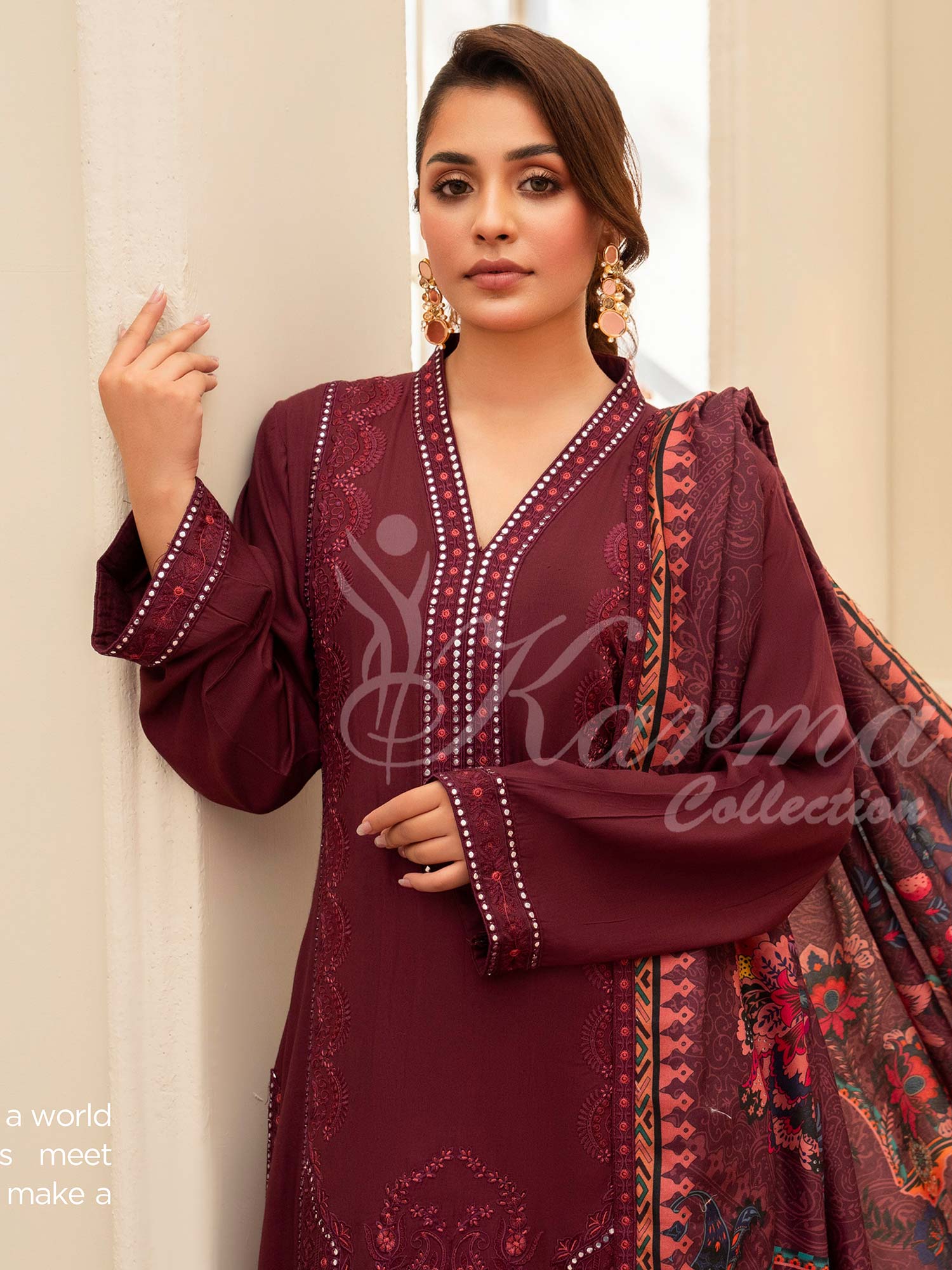 Karma Collection "Aangan" Winter Embroidered Suit (KC1404)