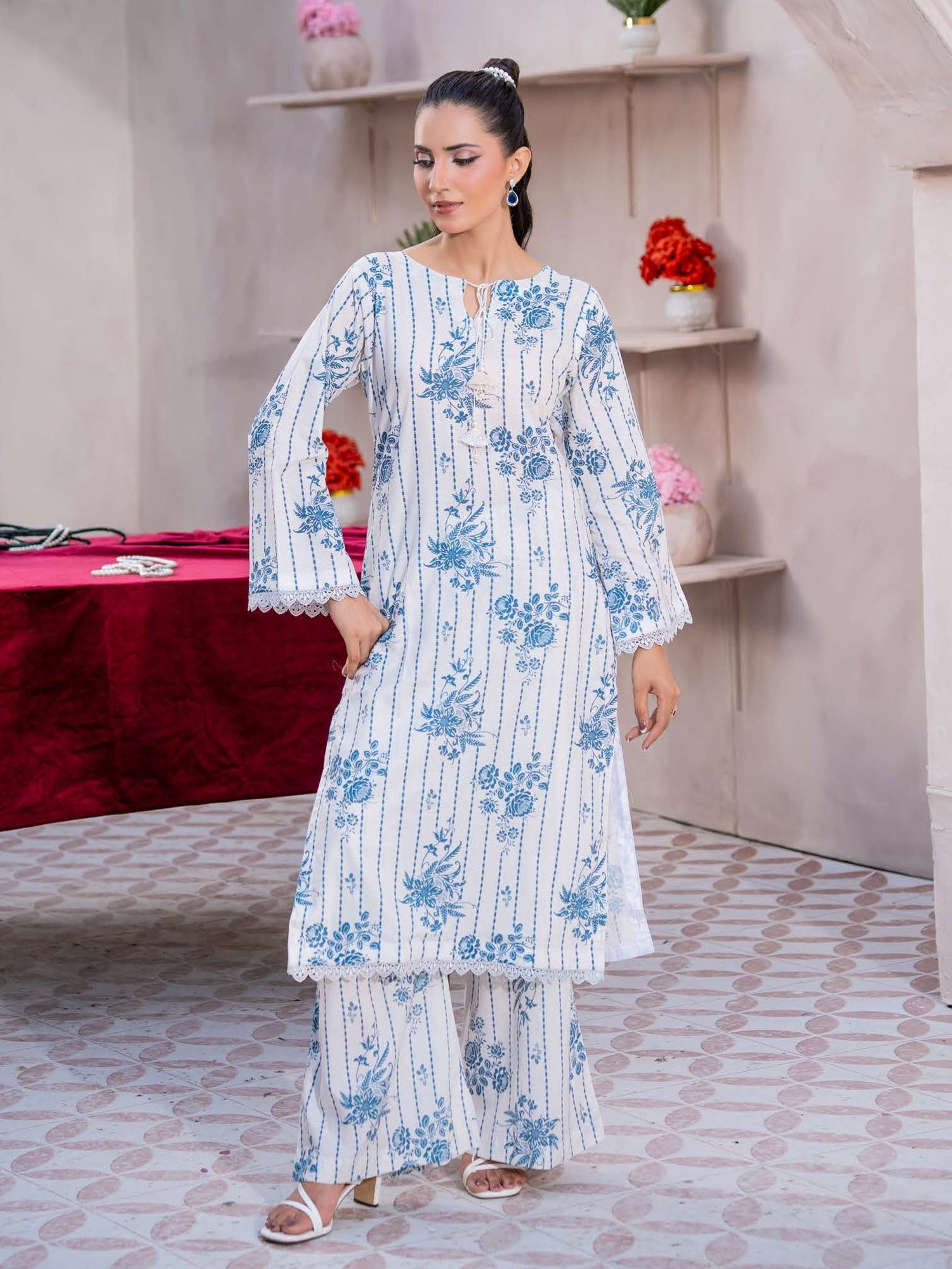 Rangz Summer Basics Lawn 2-Piece Co-Ords - White