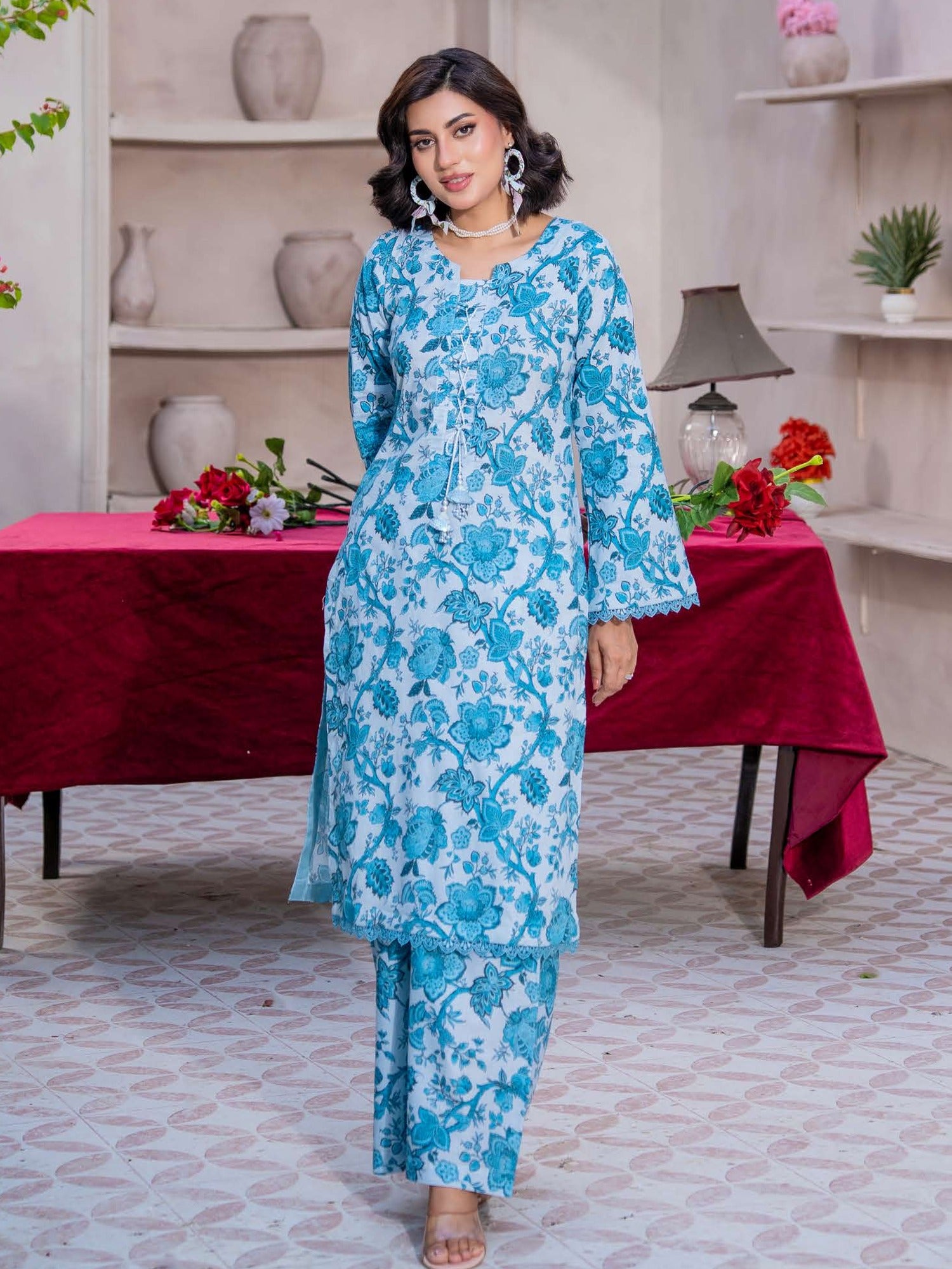 Rangz Summer Basics Lawn 2-Piece Co-Ords - Light Blue