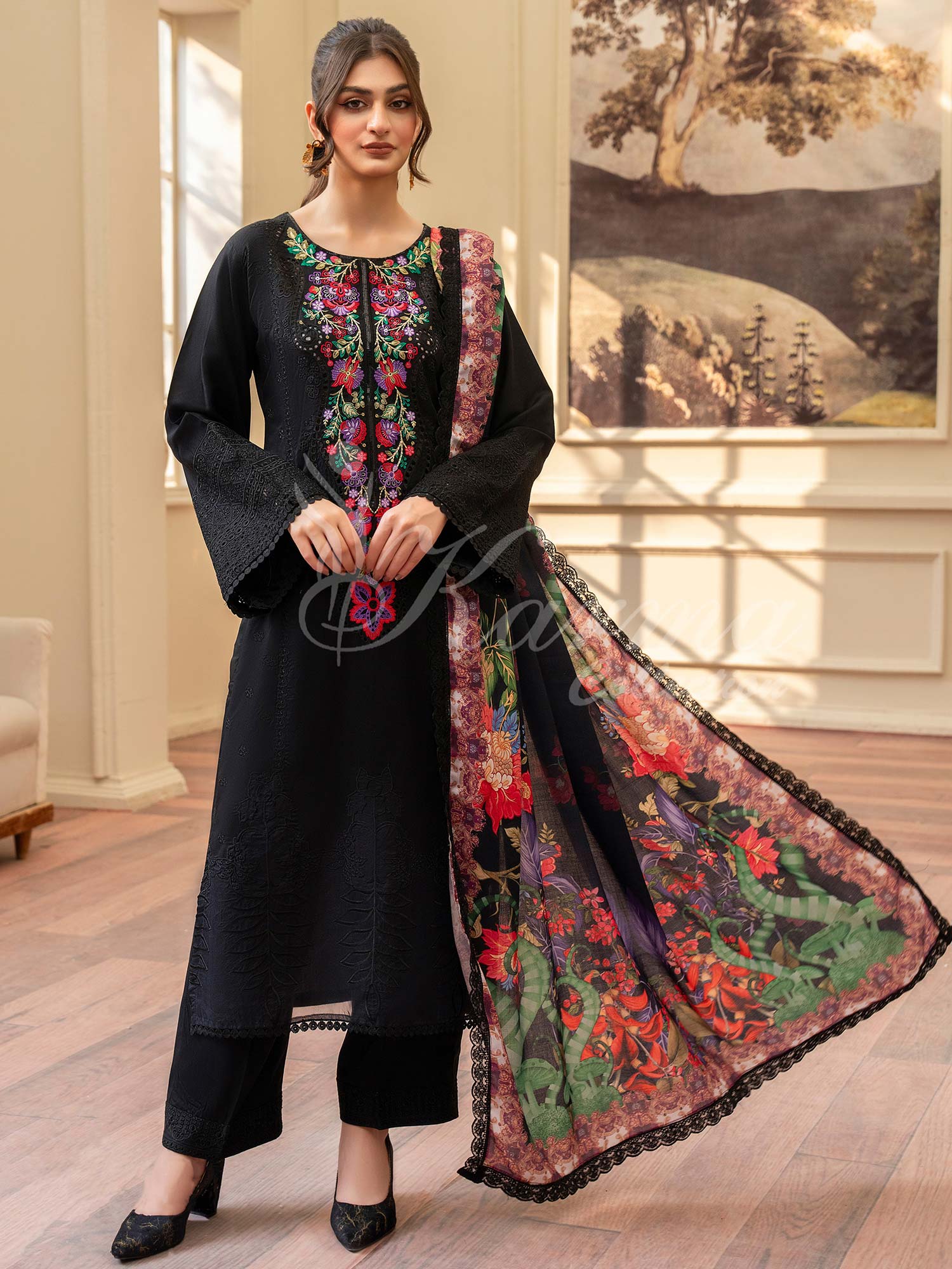 Karma Collection "Aangan" Winter Embroidered Suit (KC1397)