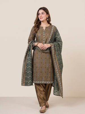 Tawakkal "Ghazal" Khaddar 3-Piece Suit D6267 - Olive & Green