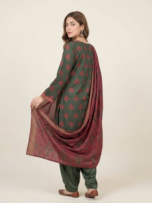 Tawakkal Jhoom Khaddar 3-Piece Suit D6269 Green & Red - view 2