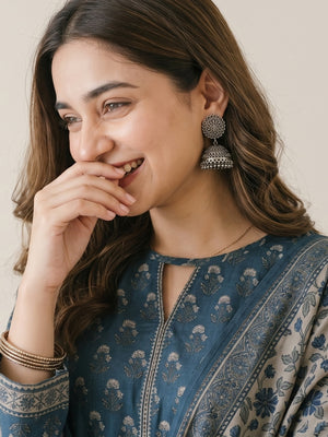 Tawakkal Jhoom Khaddar 3-Piece Suit D6289 Teal Blue - view 3
