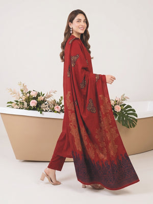 Tawakkal Julian Winter Leather-Peach Suit with Shawl D5905 Red - alternate view
