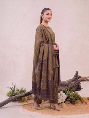 Tawakkal "Julian" Winter Leather-Peach Suit with Shawl (D5906) - Sand Brown