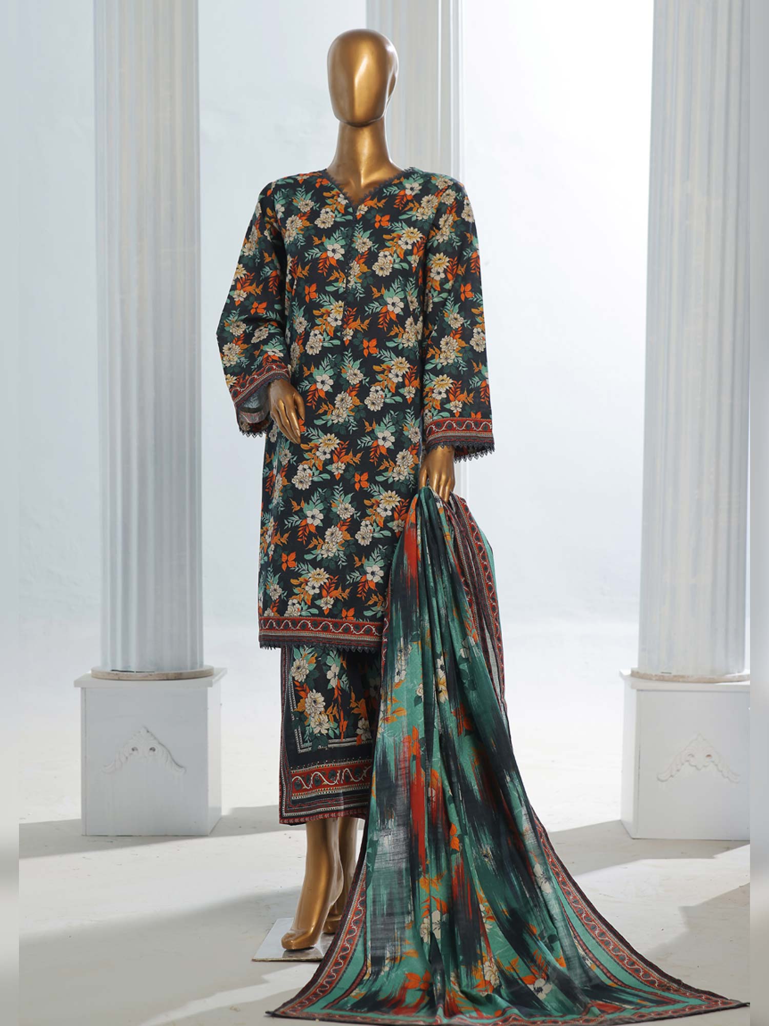 Bin Saeed Winter Khaddar 3-Piece Suit - Teal