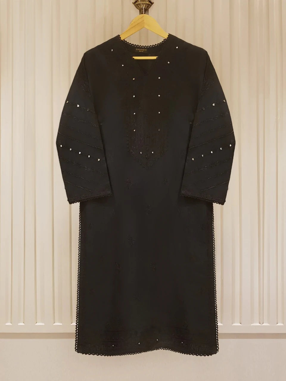 Agha Noor Black Premium Jacquard Lawn Shirt