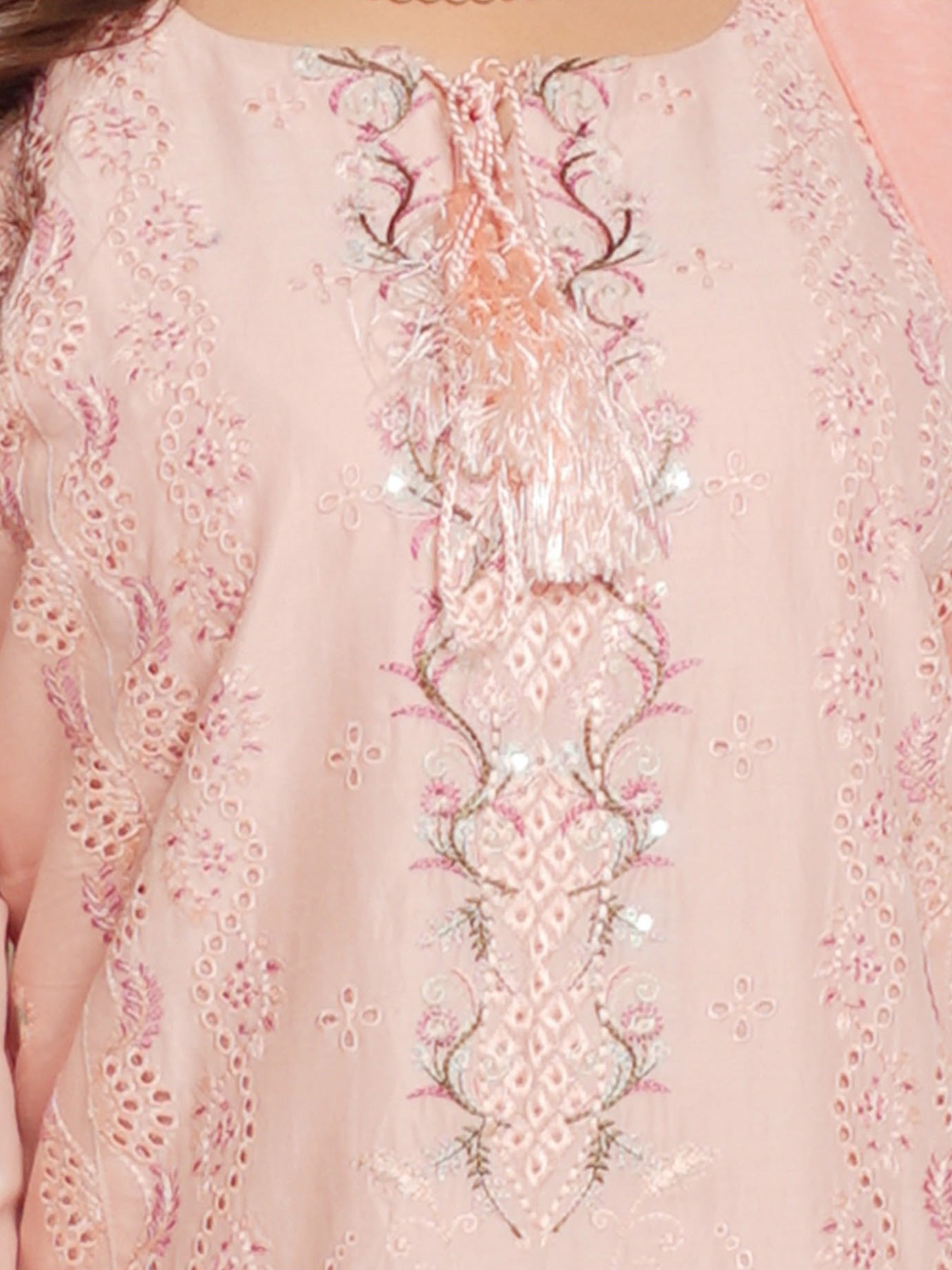 Munira Embroidered Lawn Suit (MSL-01) - Peach