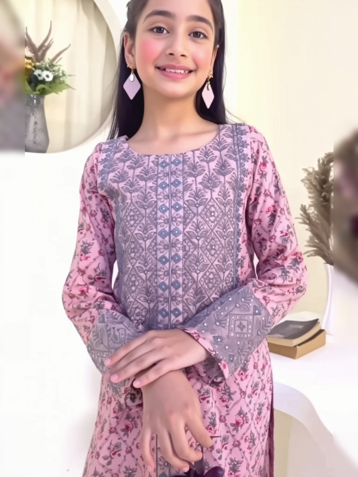 Kids Semi-Formal Lawn 2-Piece Suit - Dusky Pink