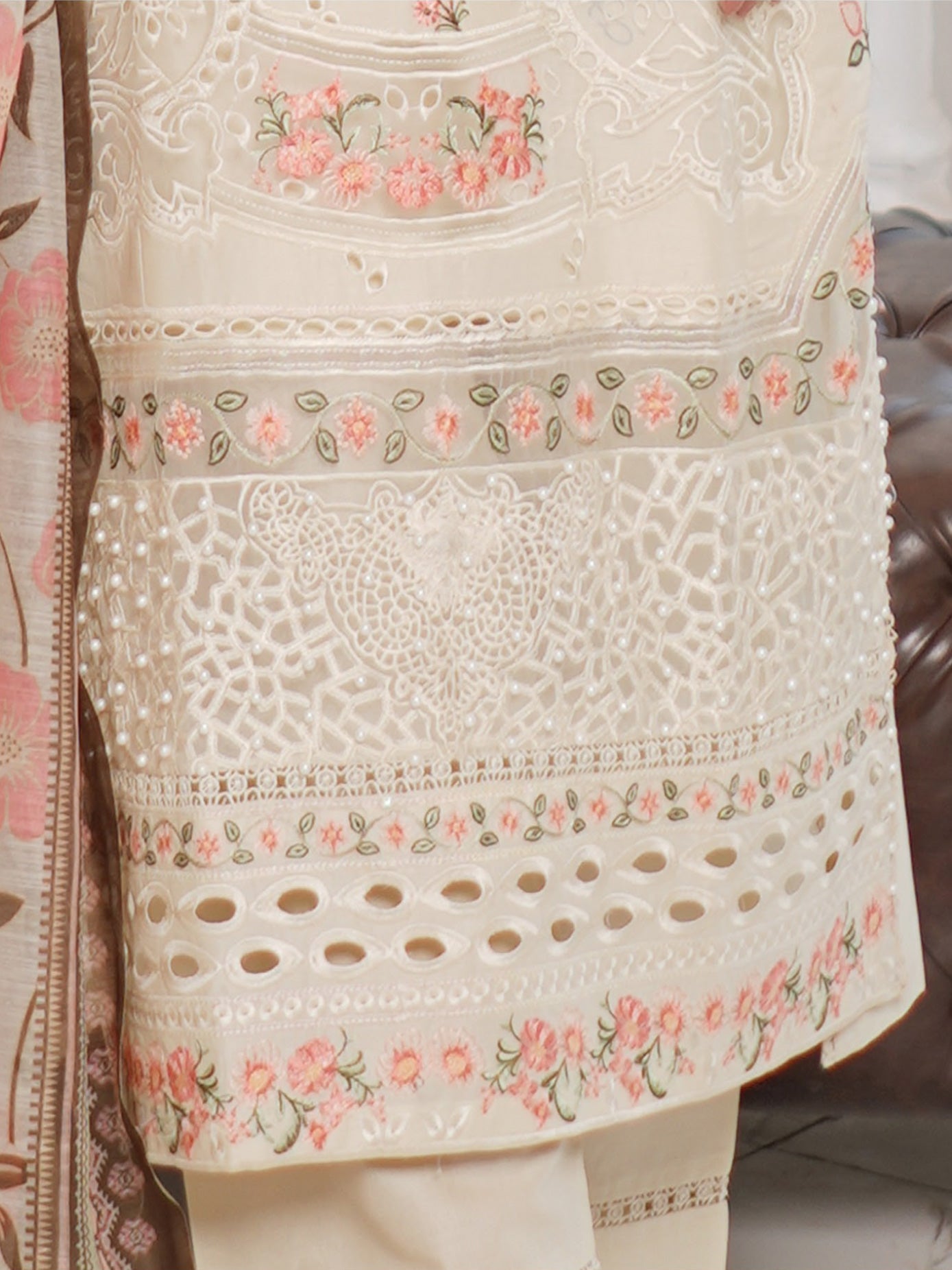 Munira Embroidered Lawn Suit (MSL-02) - Cream