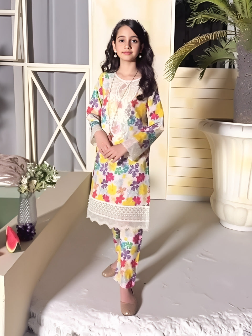 Kids Semi-Formal Lawn 2-Piece Suit - Multi-Colour