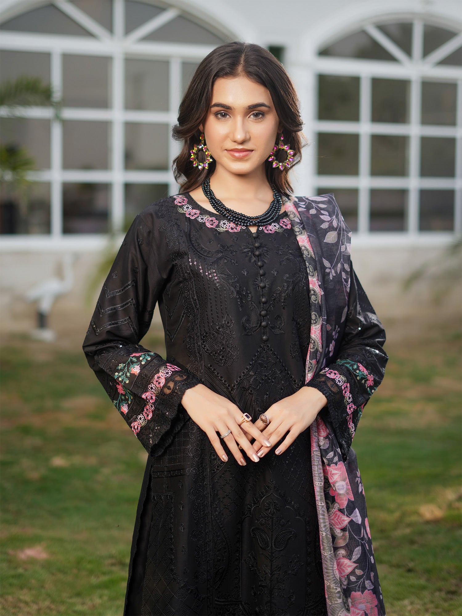 Munira Embroidered Lawn Suit (MSL-04) - Black