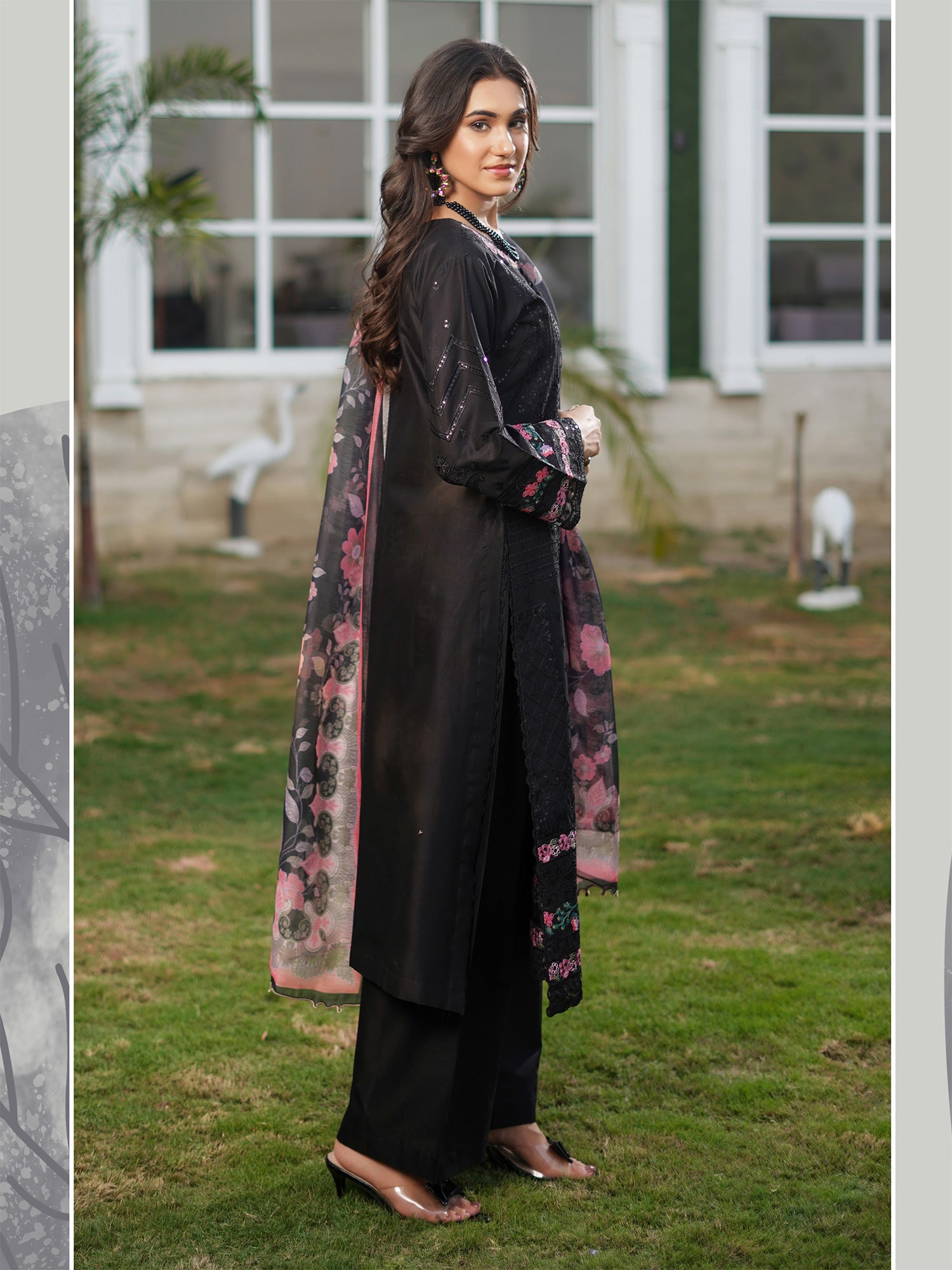 Munira Embroidered Lawn Suit (MSL-04) - Black