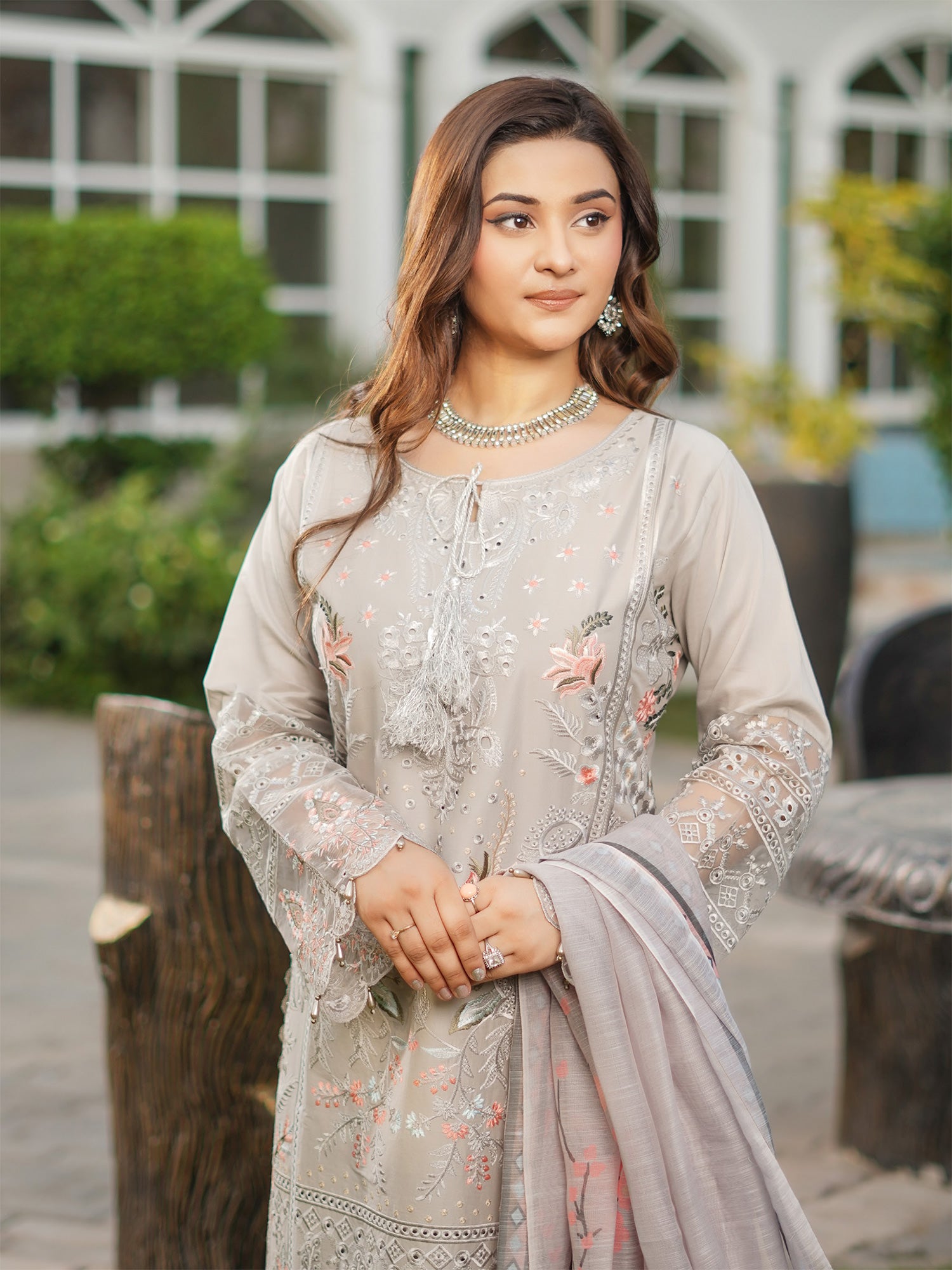 Munira Embroidered Lawn Suit (MSL-06) - Grey