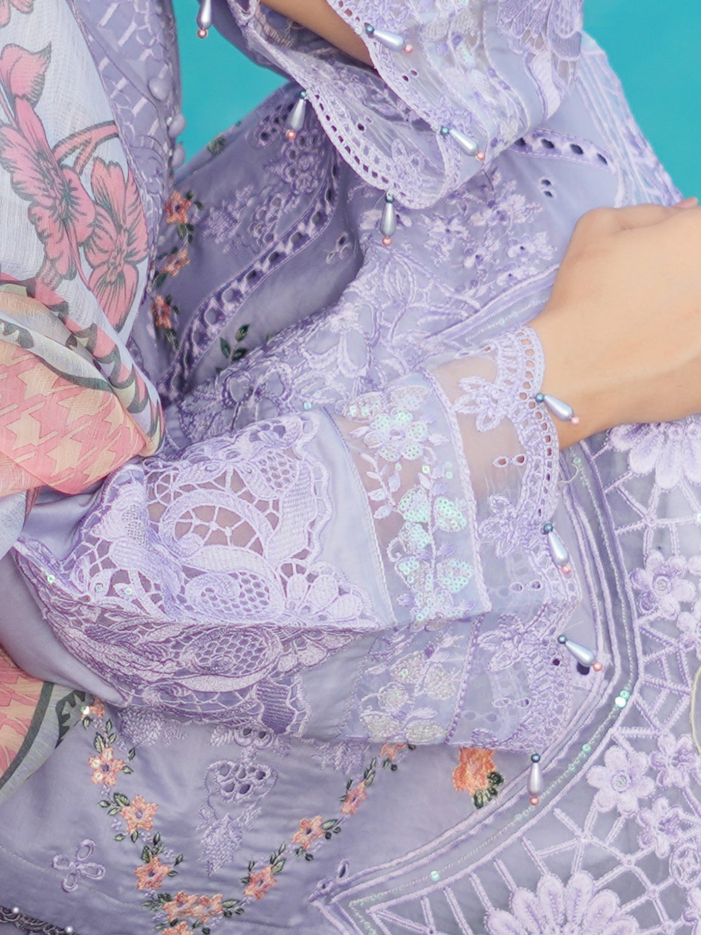 Munira Embroidered Lawn Suit (MSL-07) - Periwinkle Blue