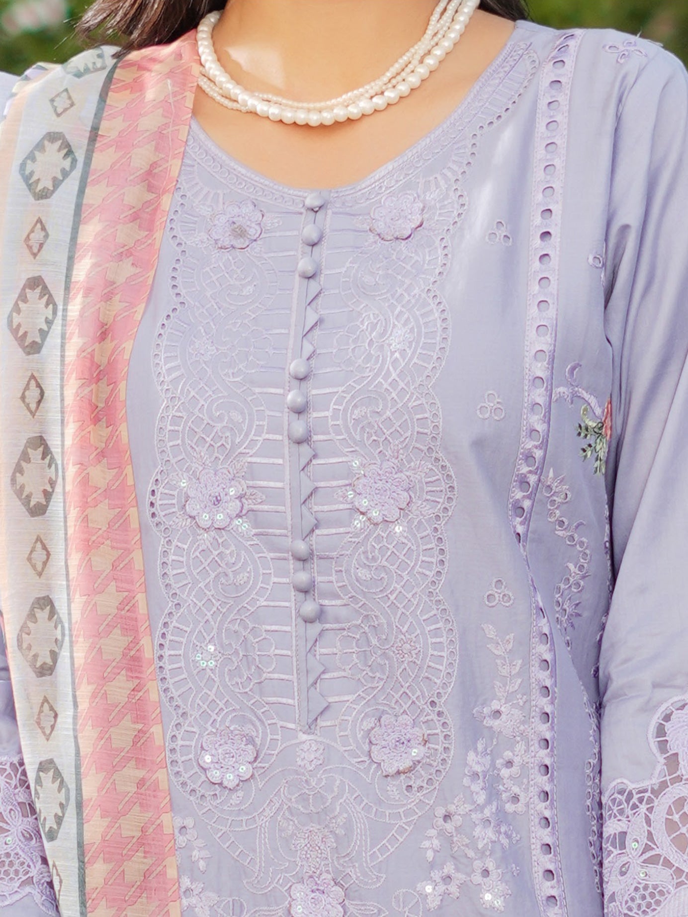 Munira Embroidered Lawn Suit (MSL-07) - Periwinkle Blue