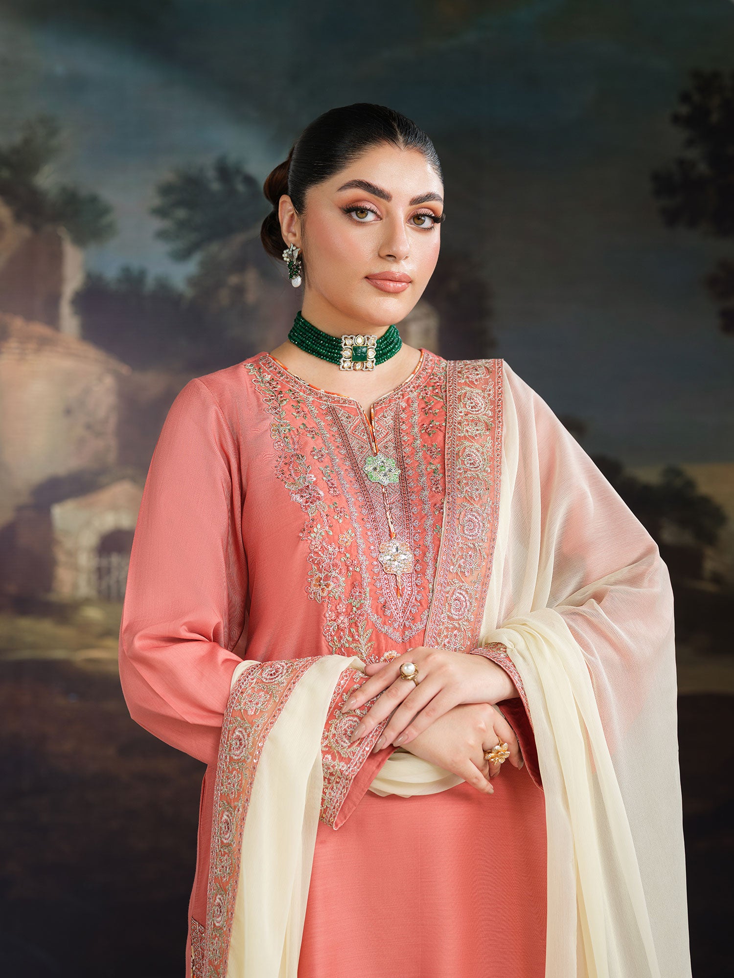 Heera's Embroidered Viscose 3-Piece Suit - Zarina Lumina
