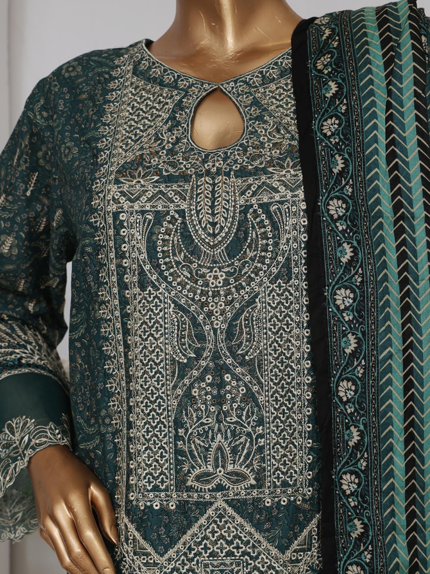 Bin Saeed Embroidered Premium Lawn 3-Piece Suit - Green