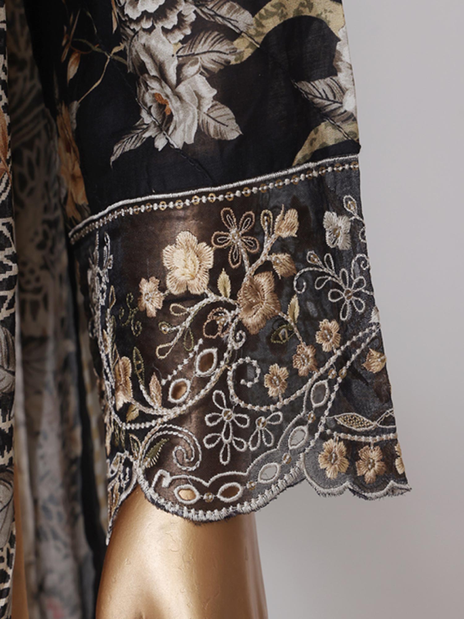 Bin Saeed Embroidered Premium Lawn 3-Piece Suit - Black