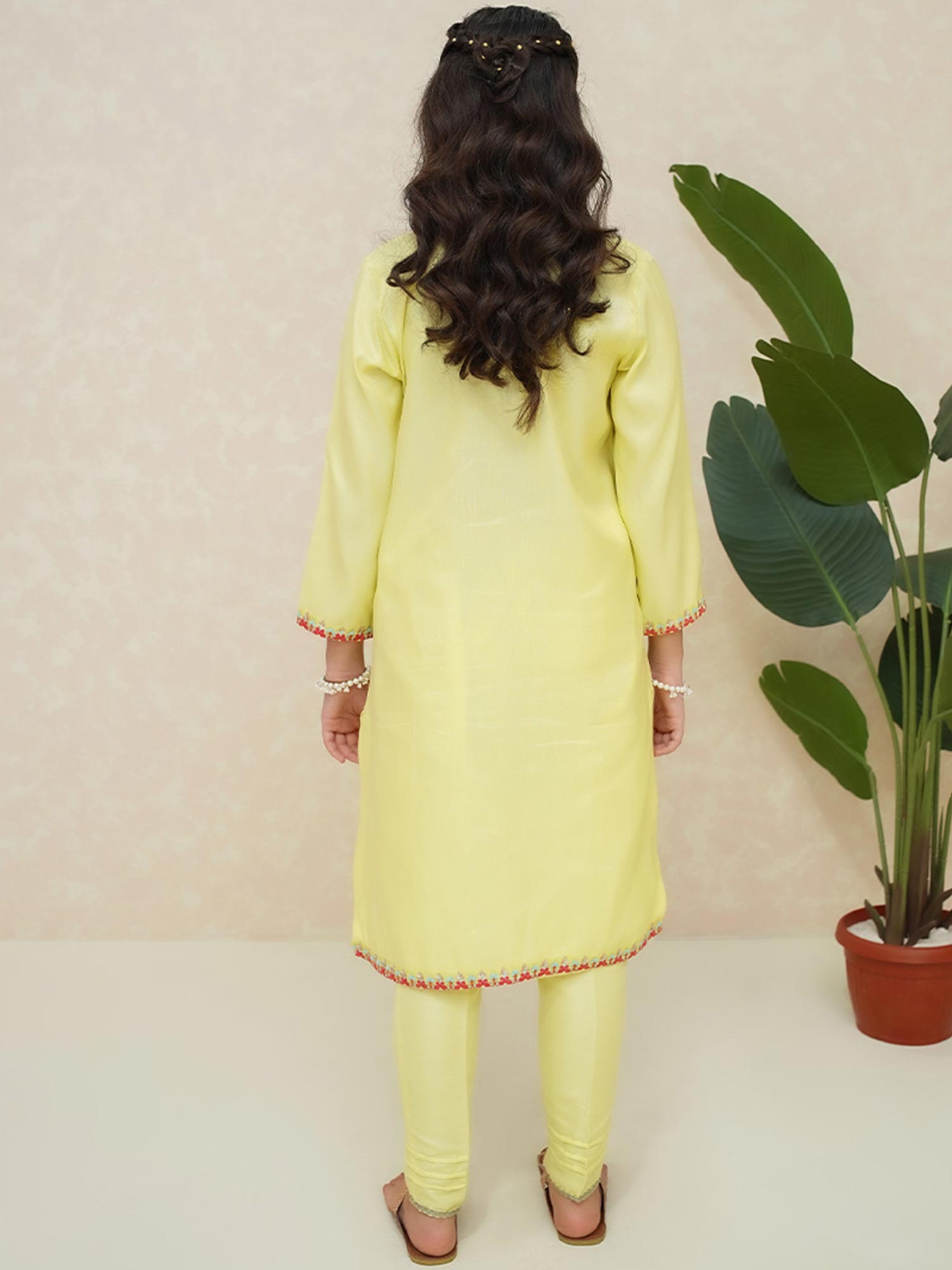 Kids Yellow Rawsilk 3-Piece Suit