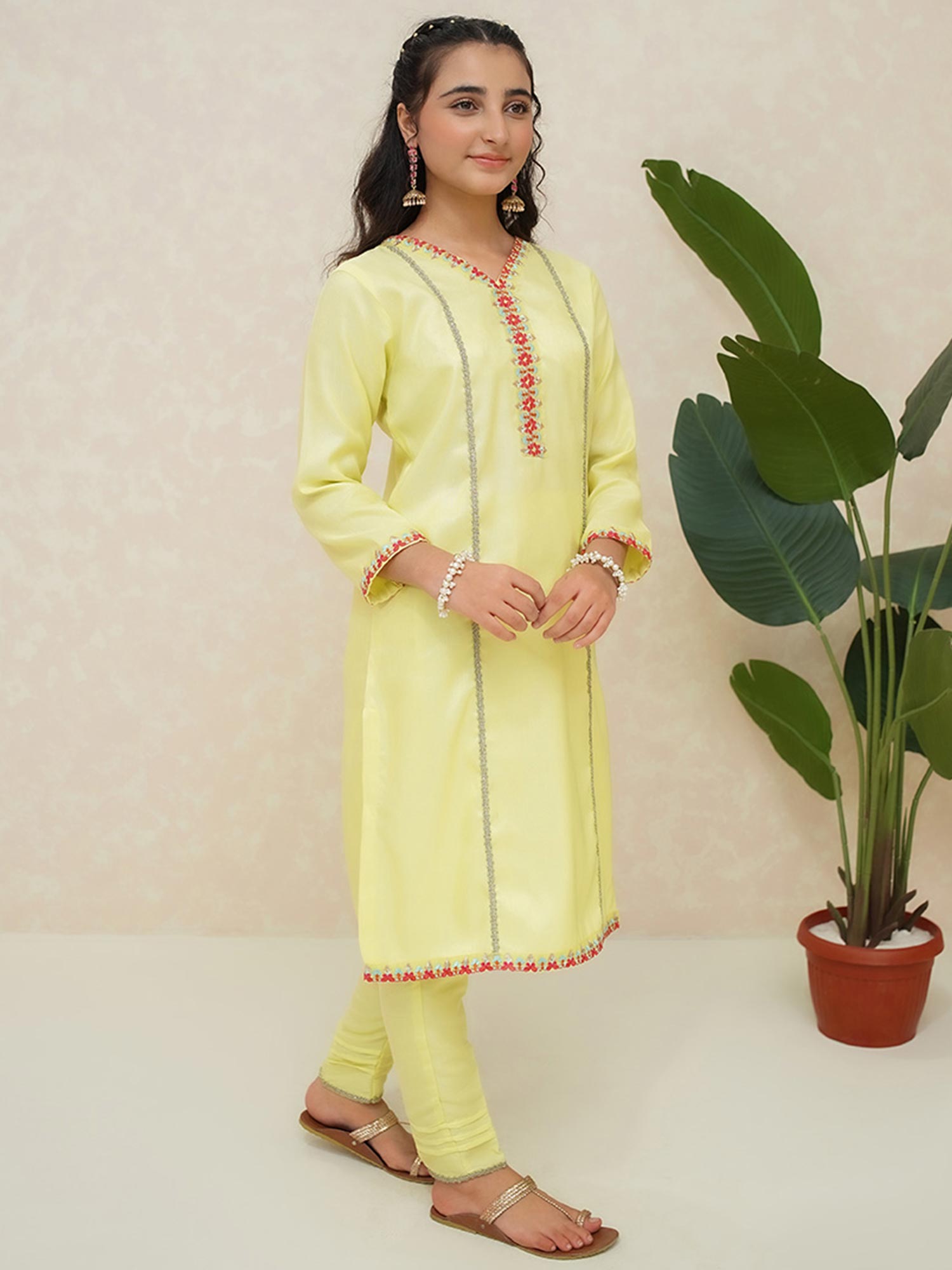 Kids Yellow Rawsilk 3-Piece Suit