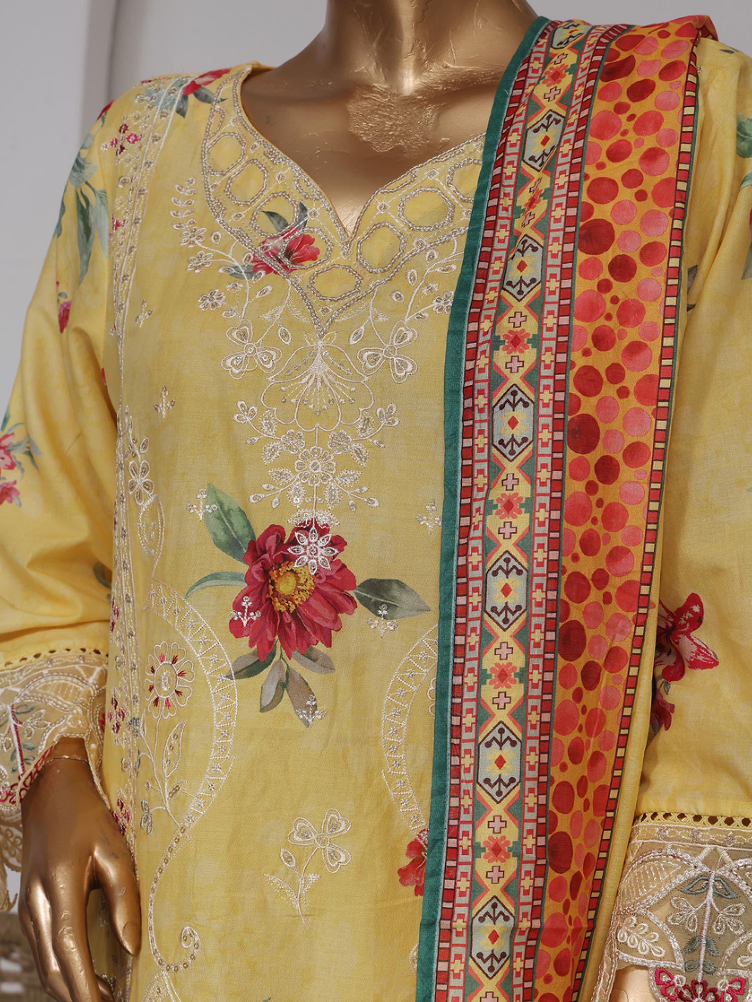Bin Saeed Embroidered Premium Lawn 3-Piece Suit - Yellow