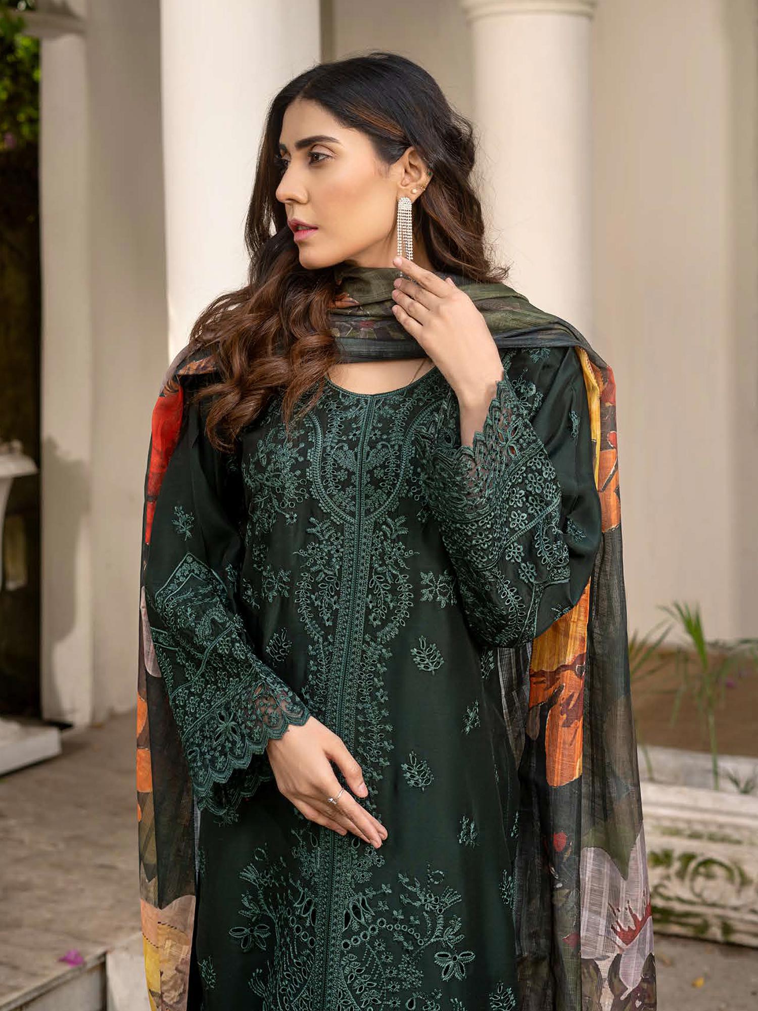 Rangz Chikankari Mother-Daughter 3-Piece Suit - Green