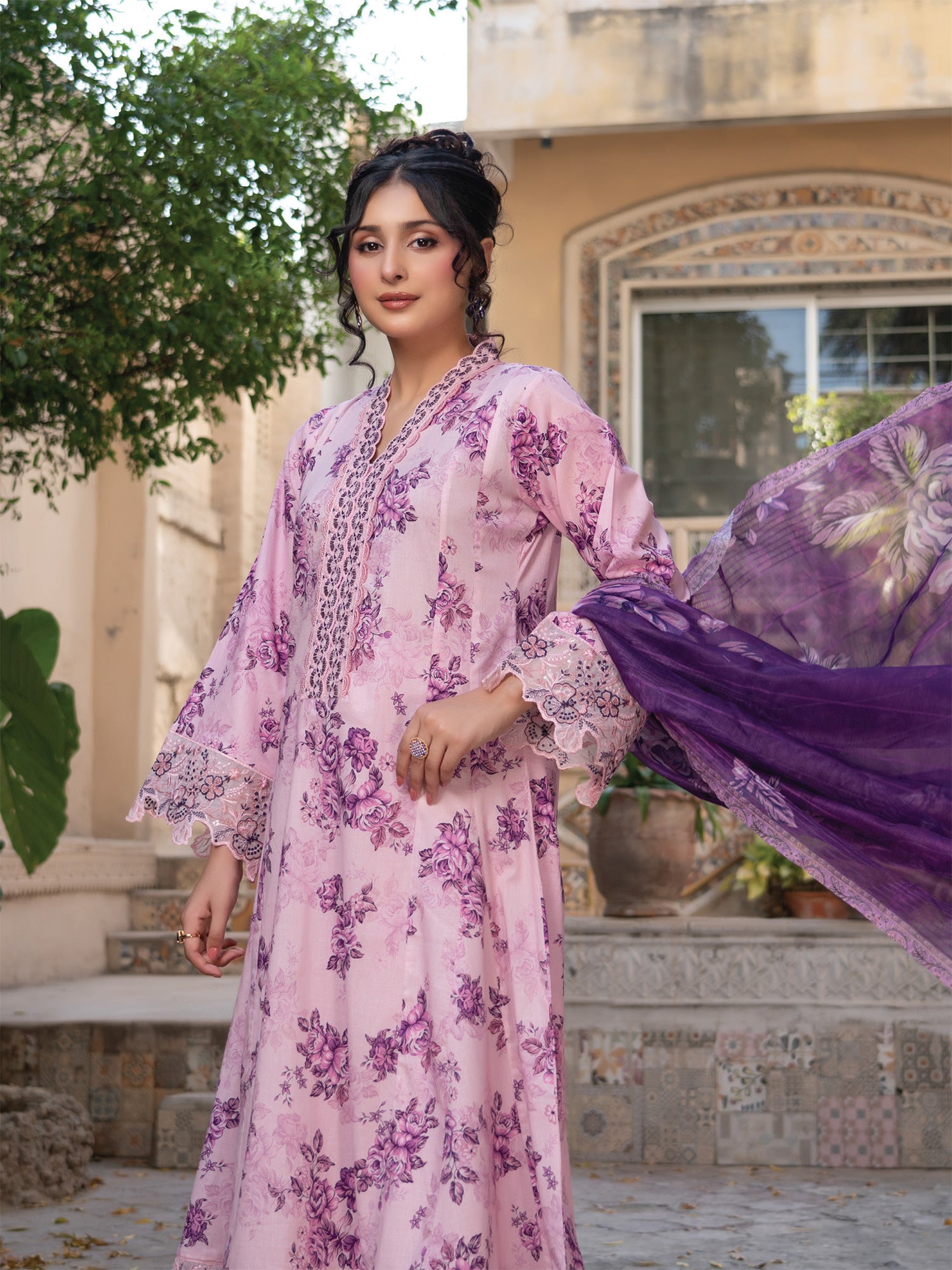Munira Kinzzay Lawn Frock Suit (MSL-05) - Lilac