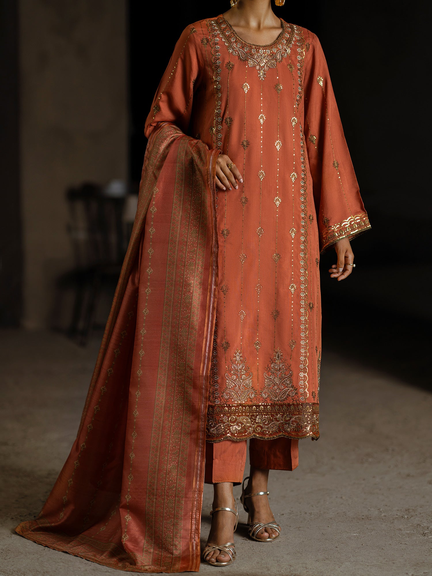 Casual Lite "Sham Vol II" Embroidered Silk-Viscose Suit - Sunset Radiance