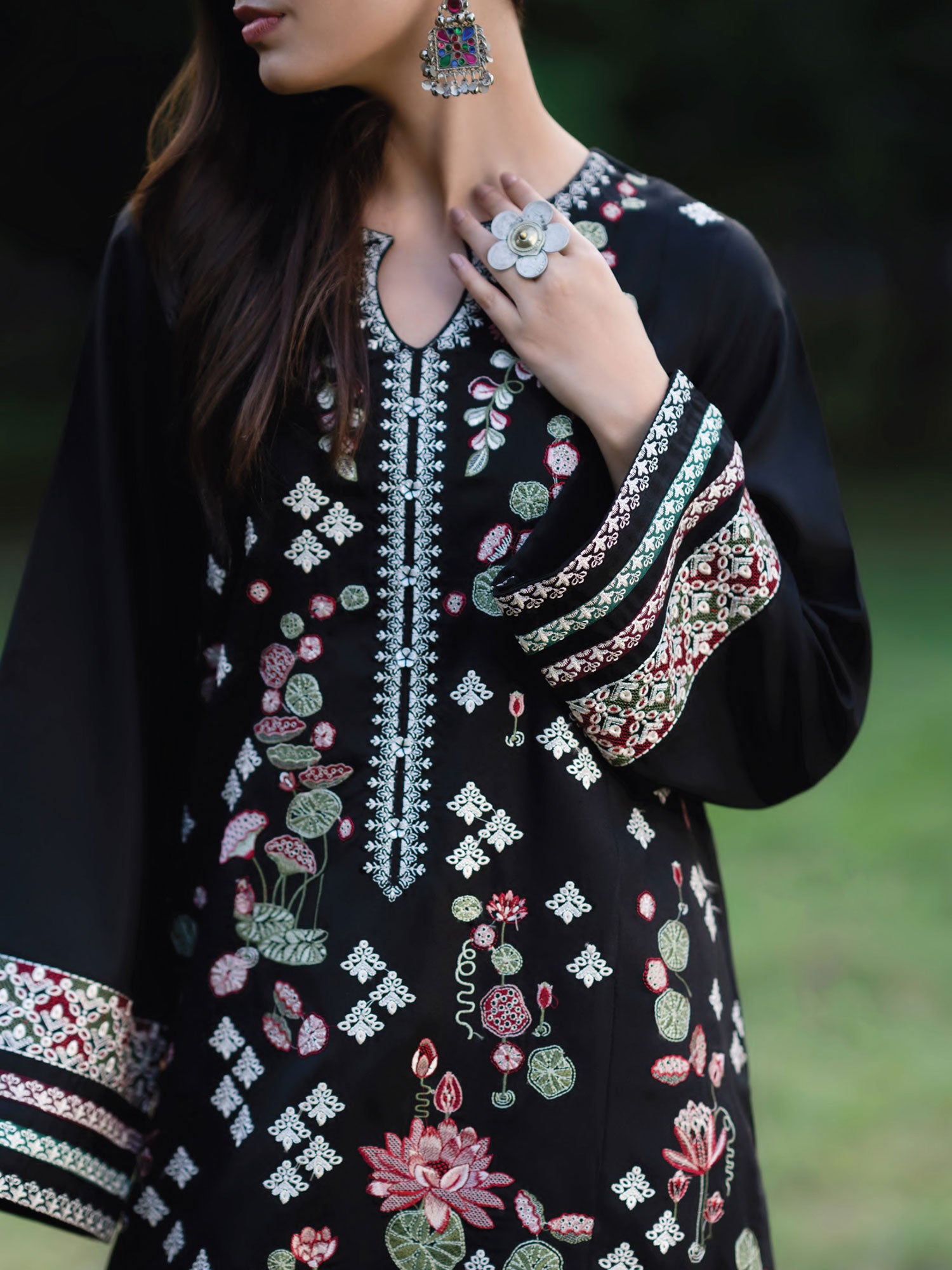 Casual Lite Winter Dhanak Suit with Pashmina Shawl - Black