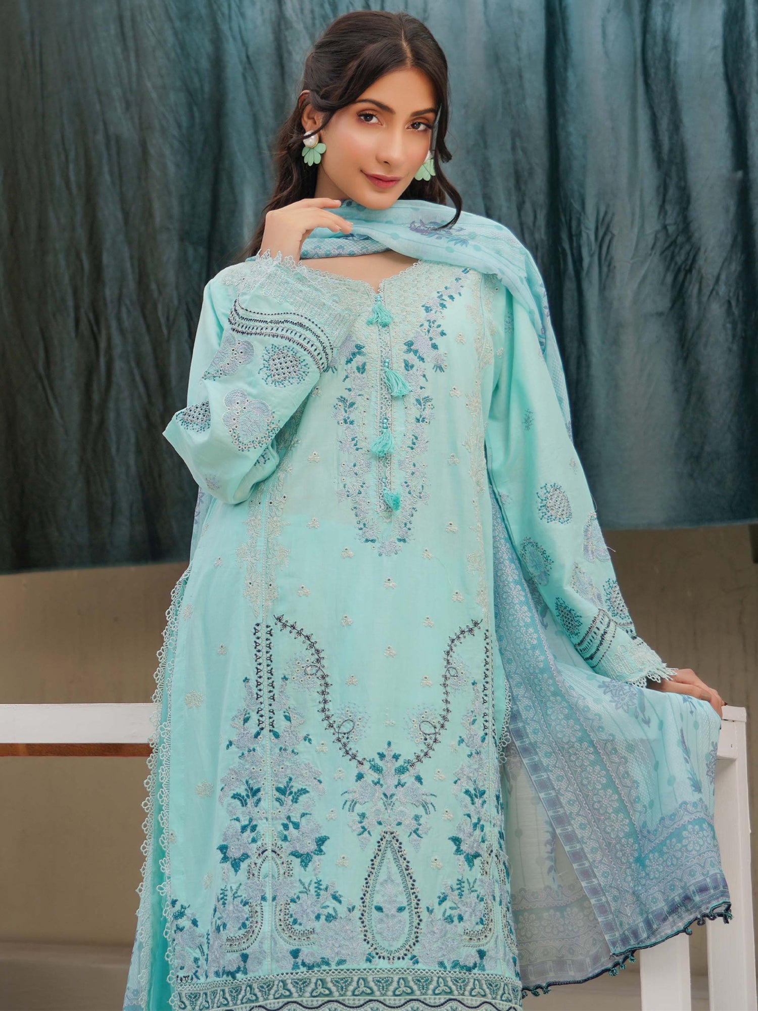 Munira Embroidered Lawn Suit (Vol.49 - D06) - Ice Blue