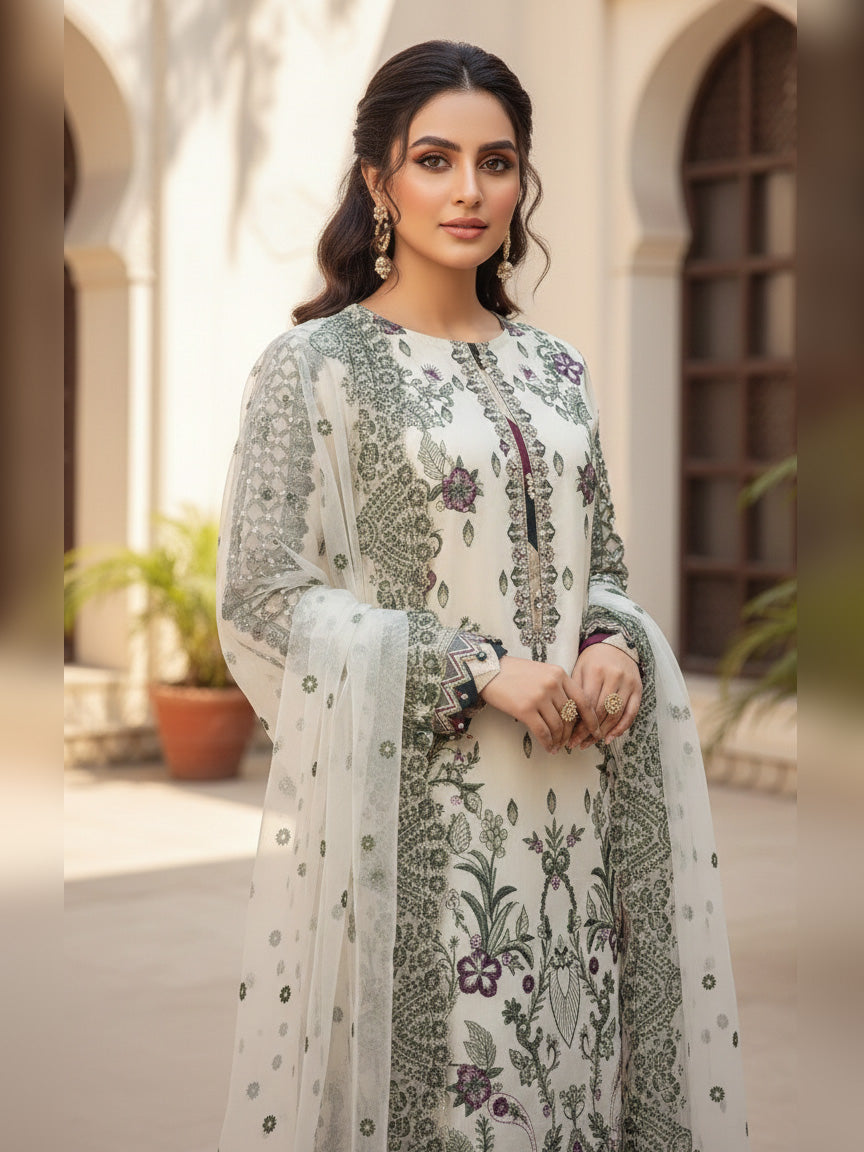 Ally's Off-White Chiffon Suit (AL-4204)