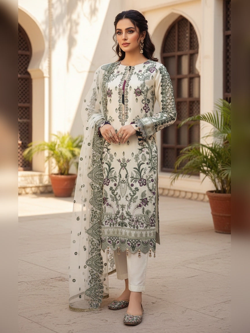 Ally's Off-White Chiffon Suit (AL-4204)