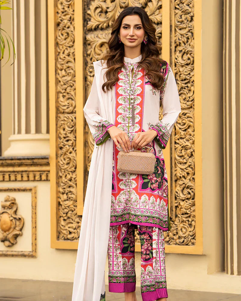 Ally's Pink Digital Silk 3-Piece Suit (AN127)