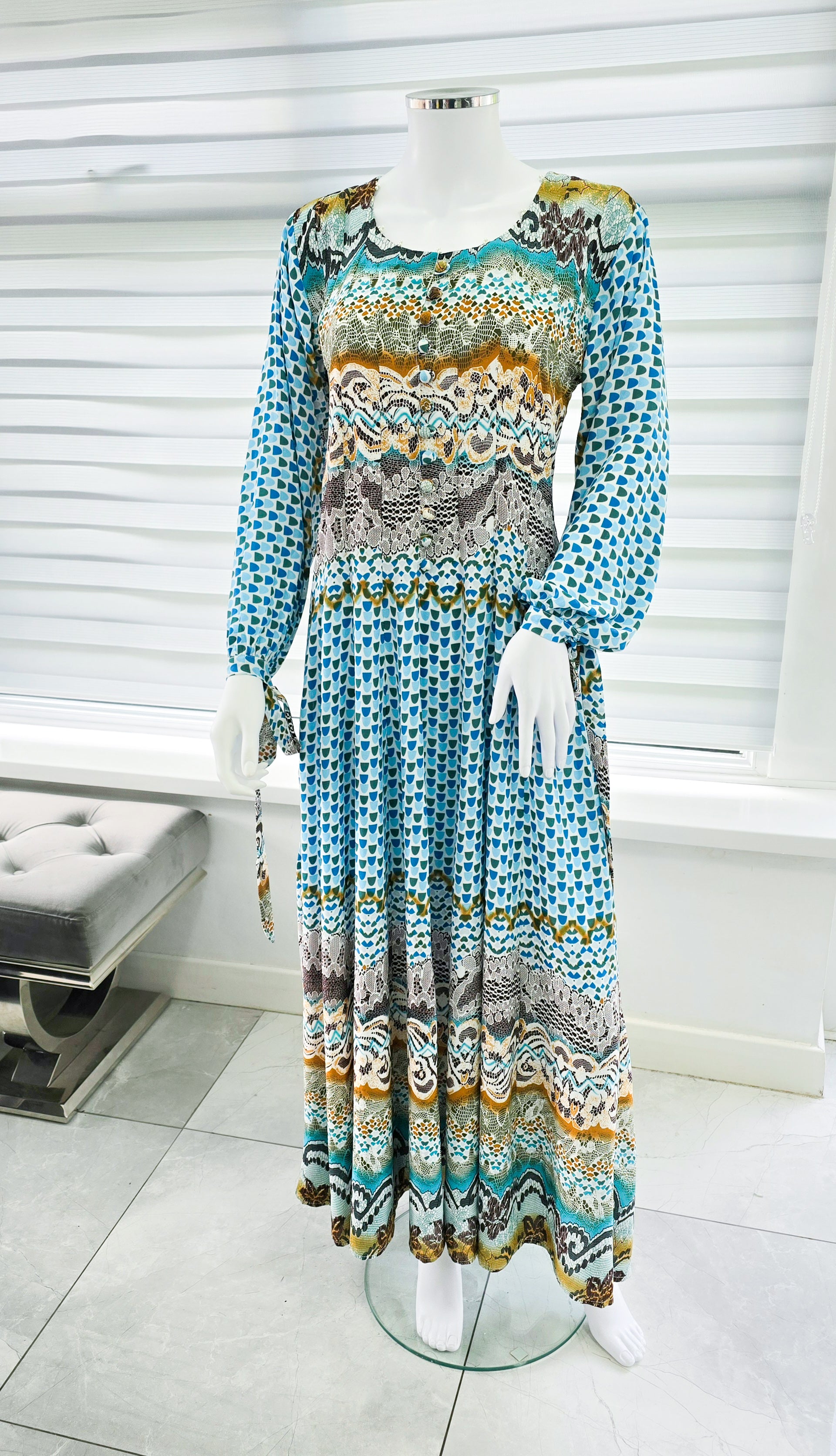 Blue Soft Georgette Casual Maxi Dress