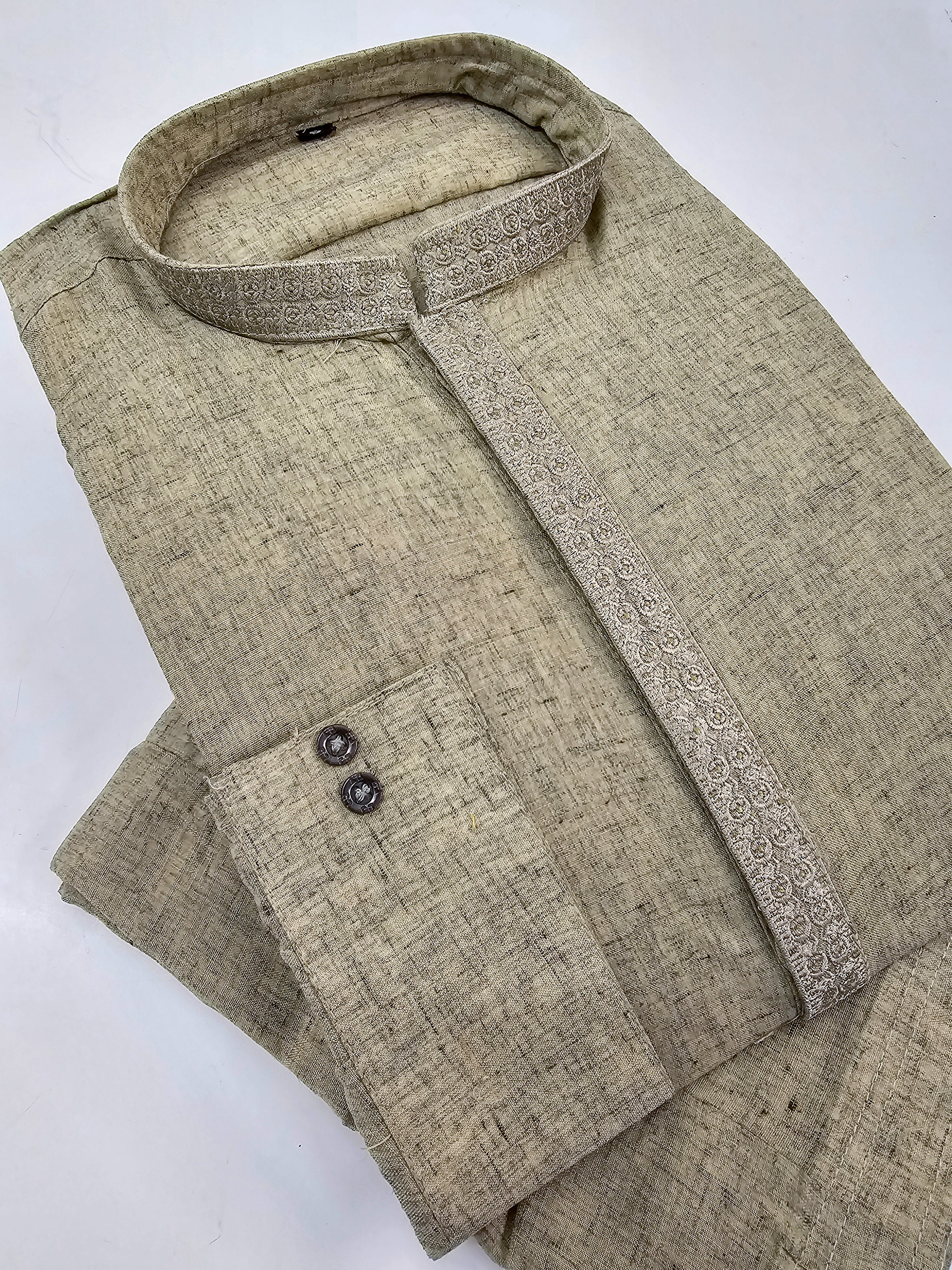 Mens Semi-Formal 2-Piece Kurta Shalwar - Off-White