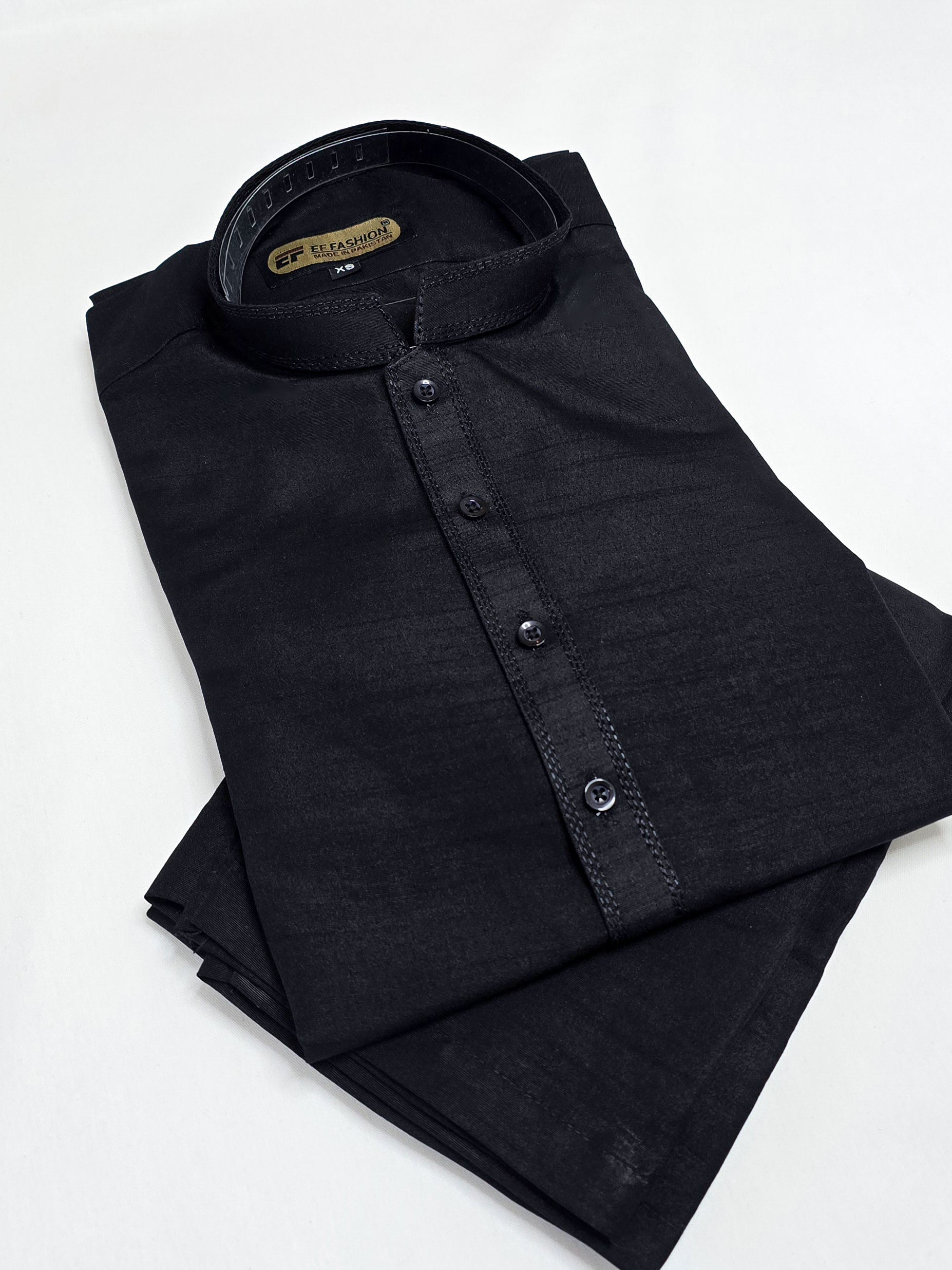 Mens Semi-Formal Boski 2-Piece Kurta Shalwar - Black