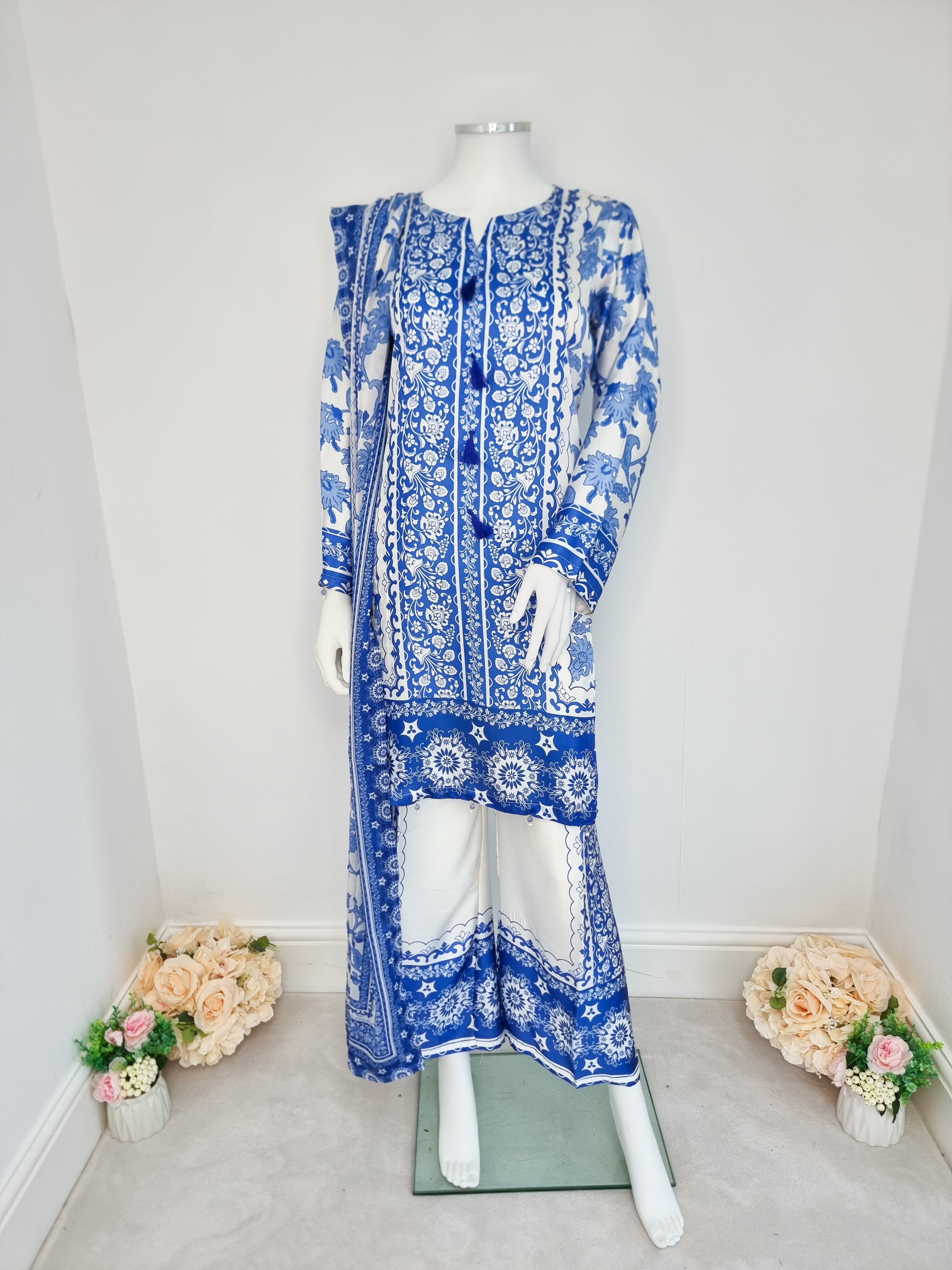 Blue Full Silk 3-Piece Suit