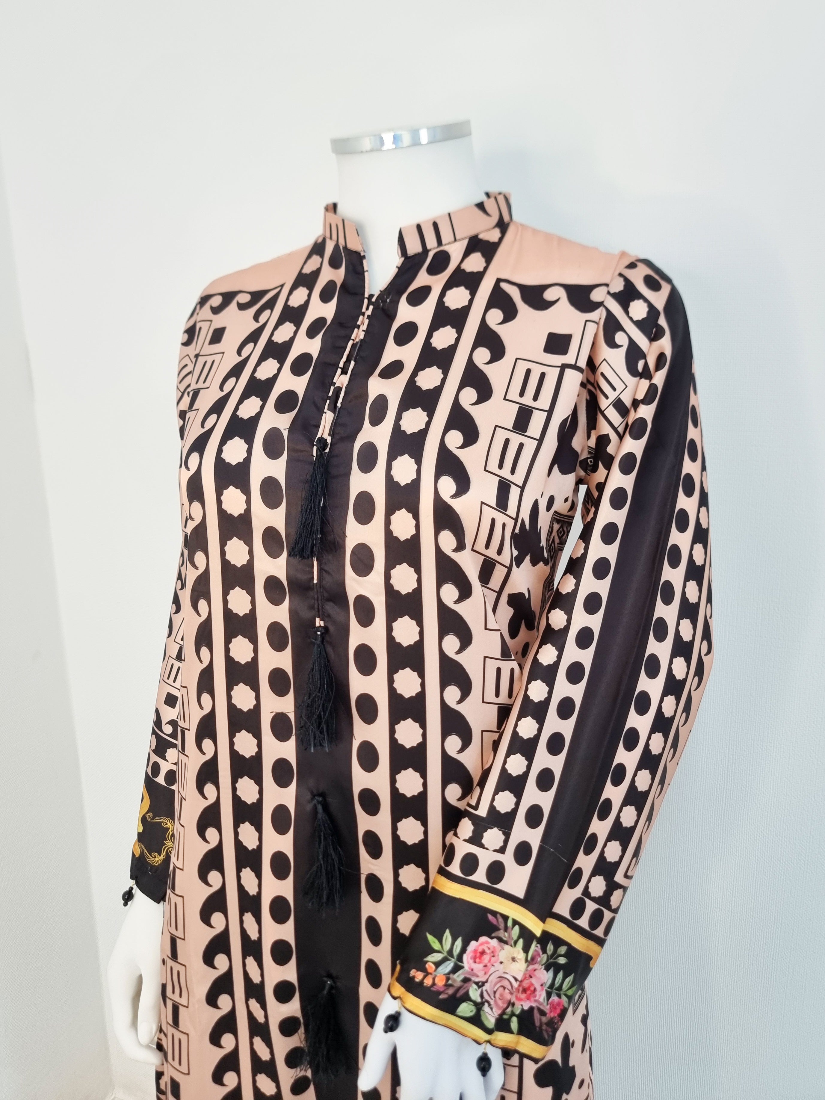 Beige & Black Full Silk 3-Piece Suit