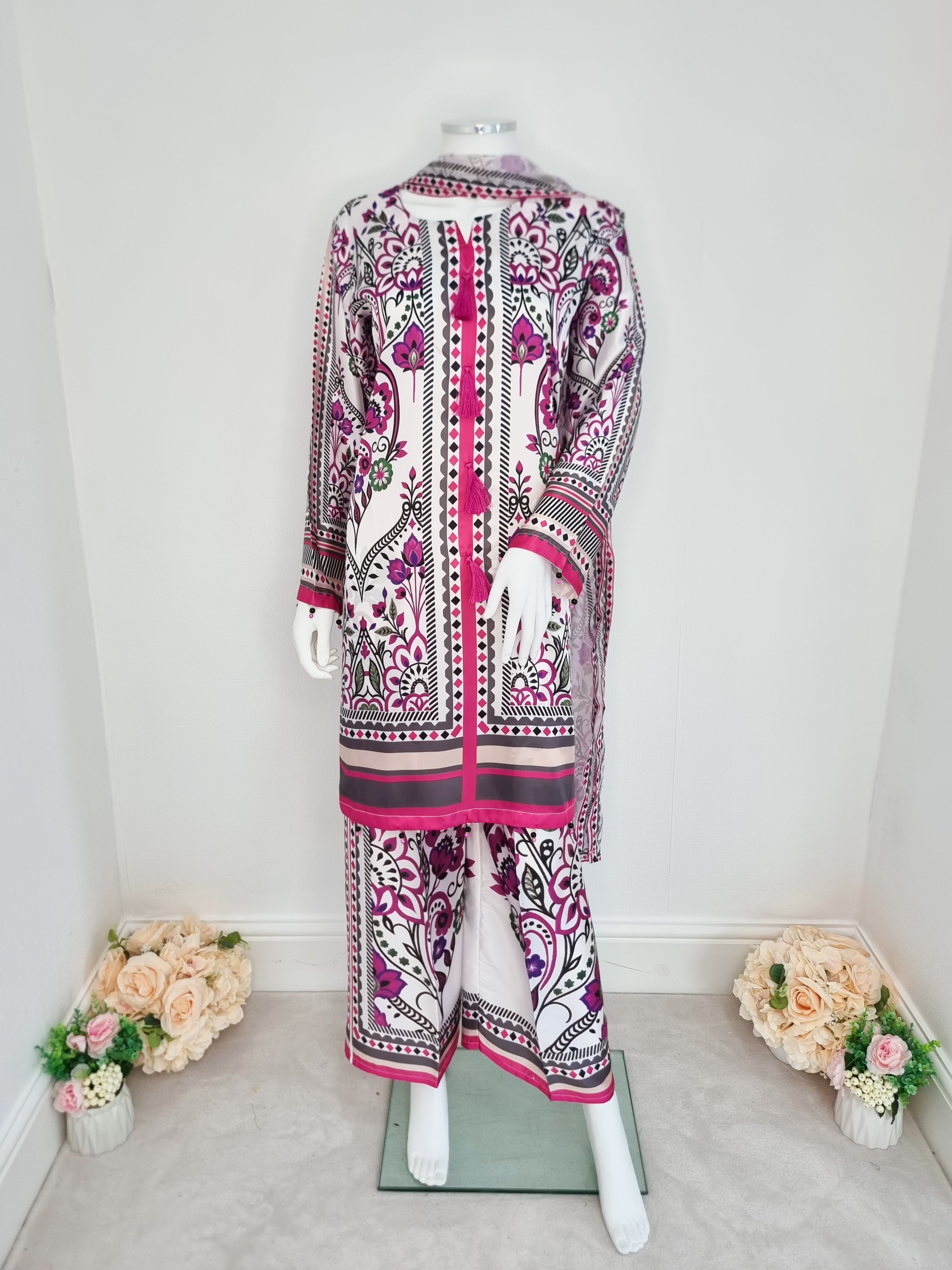 Pink Full Silk 3-Piece Suit