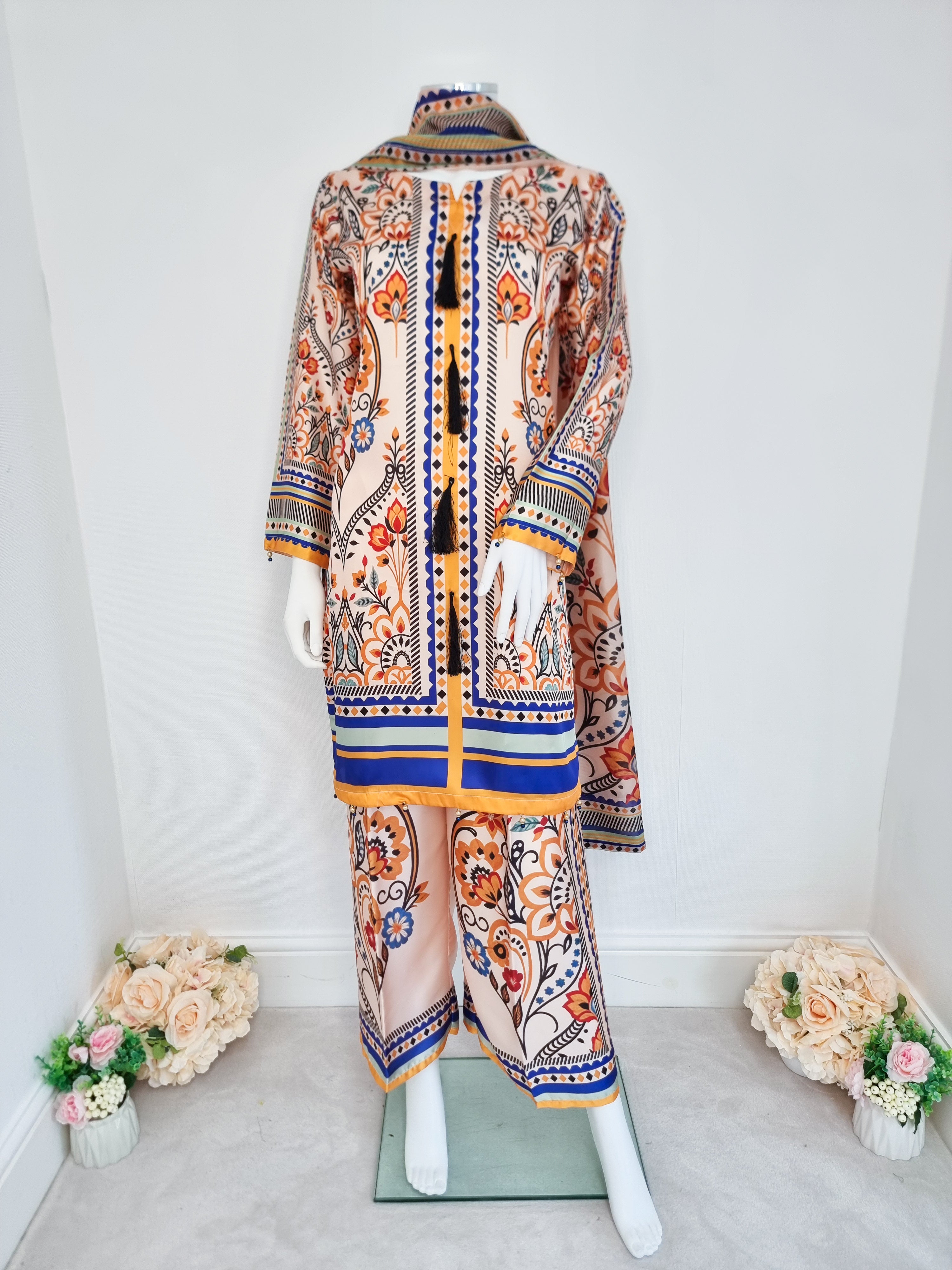Light Beige Full Silk 3-Piece Suit