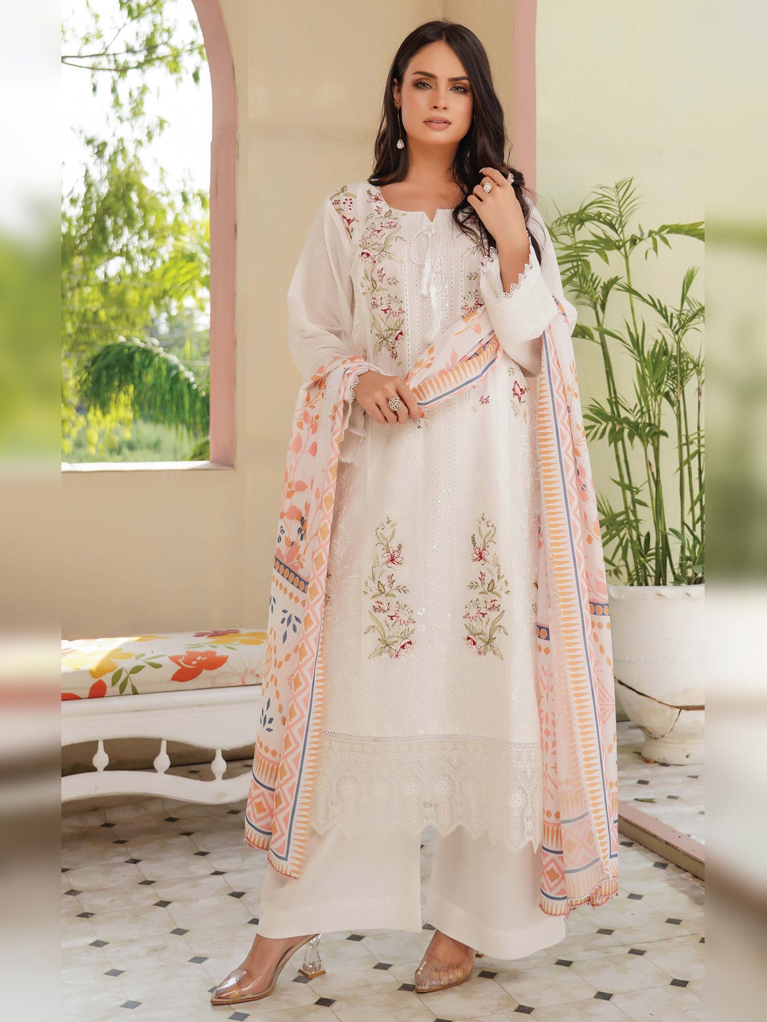 Munira Embroidered Lawn Suit (Vol.49 - D04) - Ivory