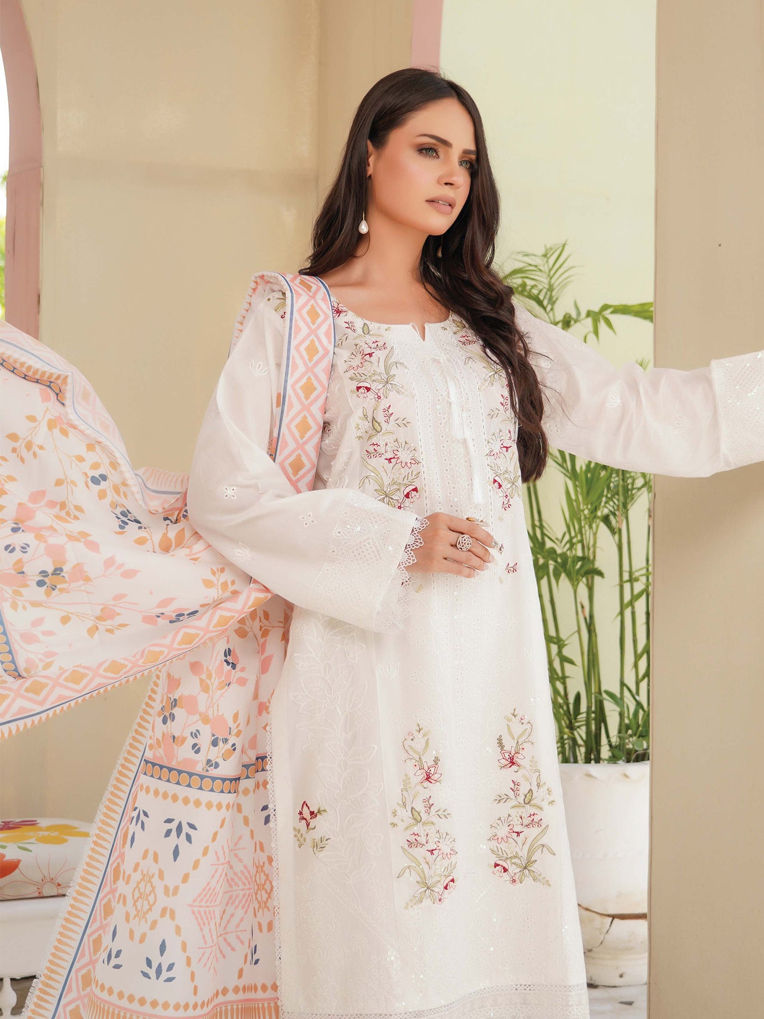 Munira Embroidered Lawn Suit (Vol.49 - D04) - Ivory