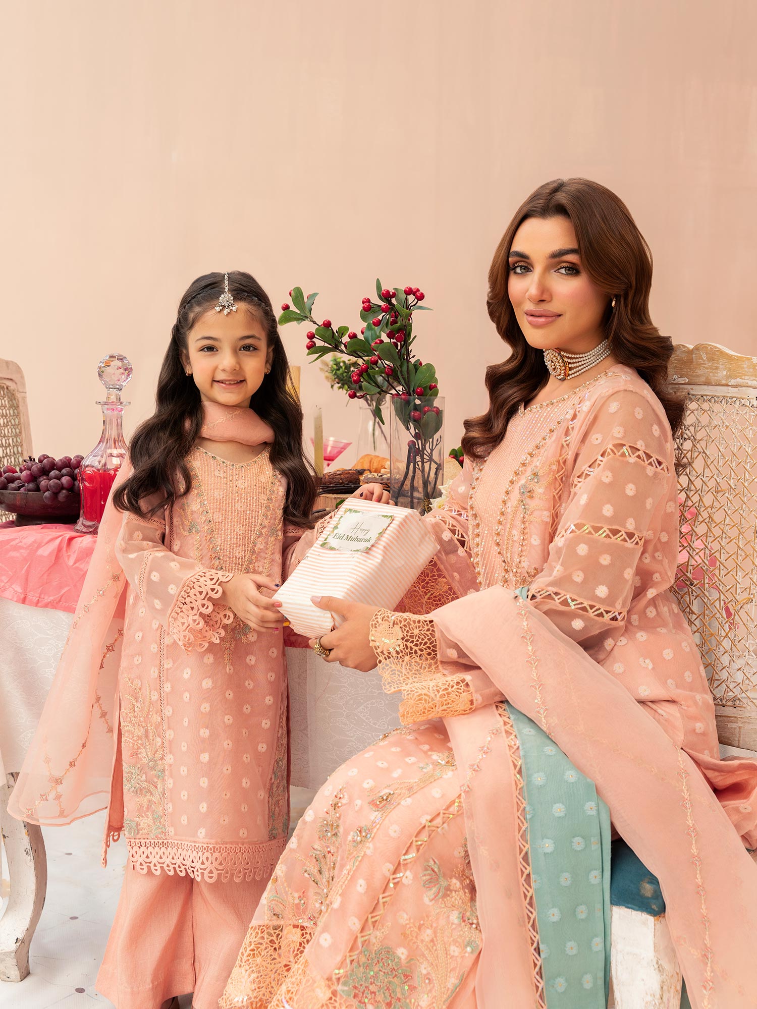 Zarqun Luxury Organza 3-Piece Suit - Peach (2521B)