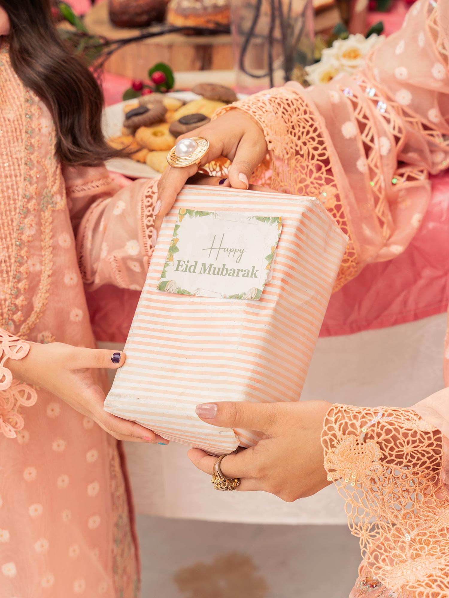Zarqun Luxury Organza 3-Piece Suit - Peach (2521B)