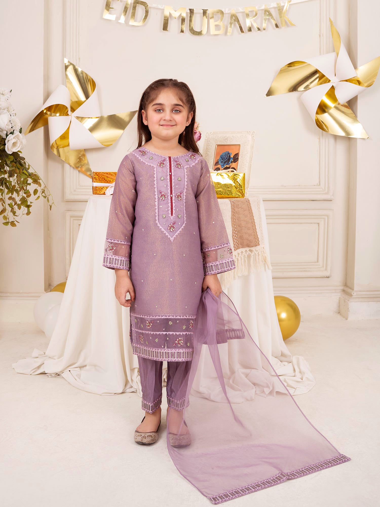 Zarqun Luxury Karandi 3-Piece Suit - Lilac (2523A)